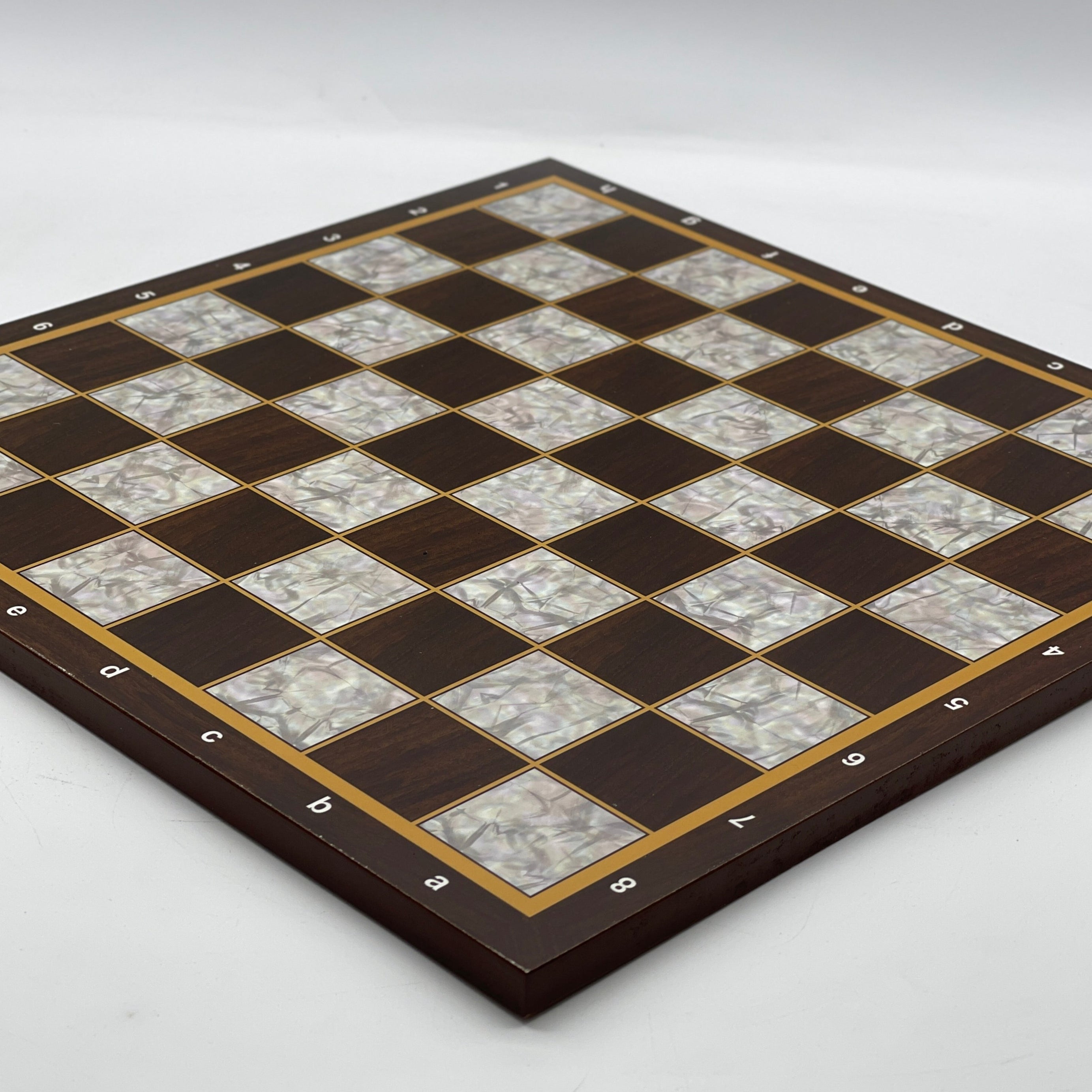 Brown Walnut Marble Pattern Wooden Set With Wooden Chess Pieces Set