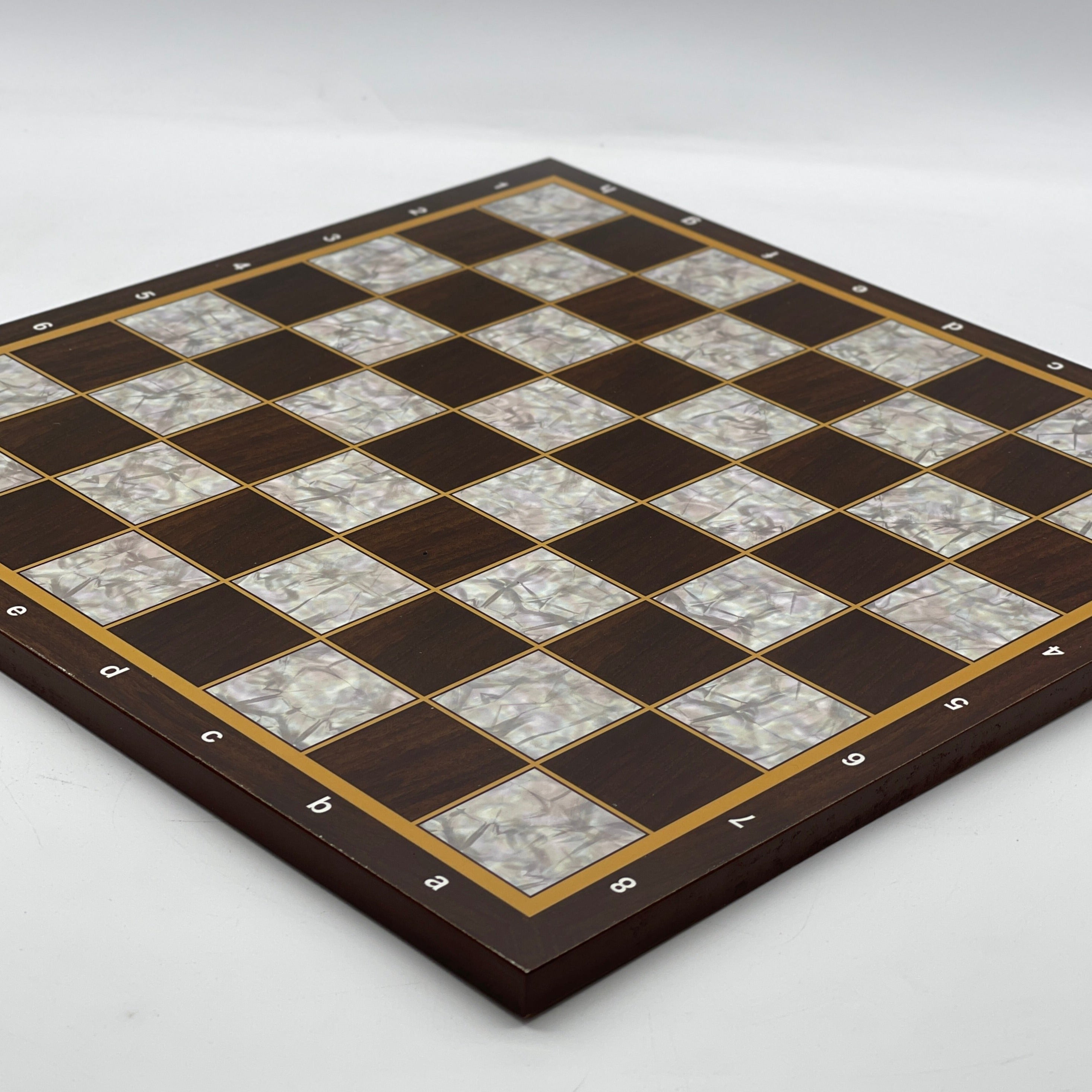 Brown Walnut Marble Pattern Wooden Set With Wooden Chess Pieces Set