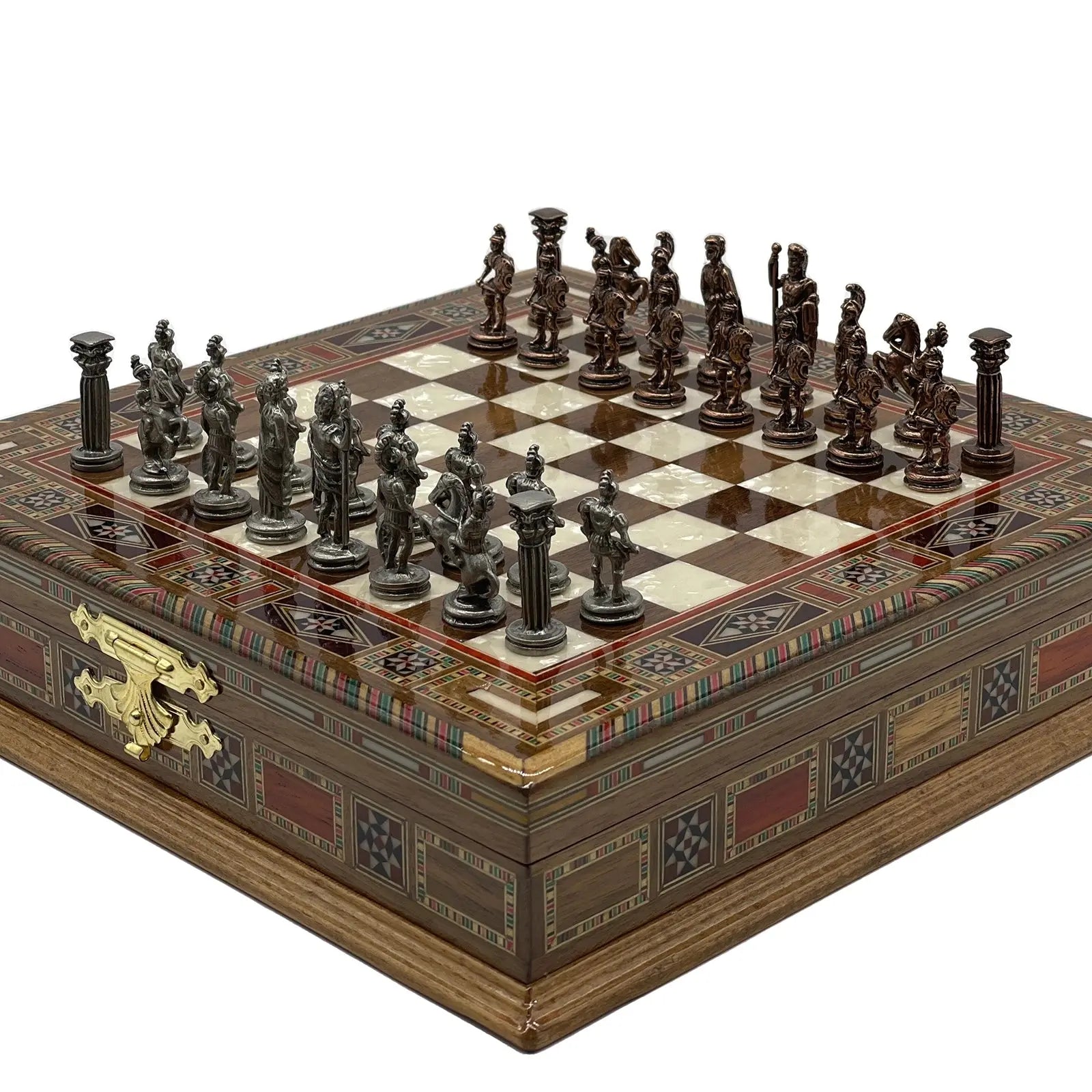 9" 11" Mini Luxury Handmade Wooden Chess Board with Metal Chess Pieces Set