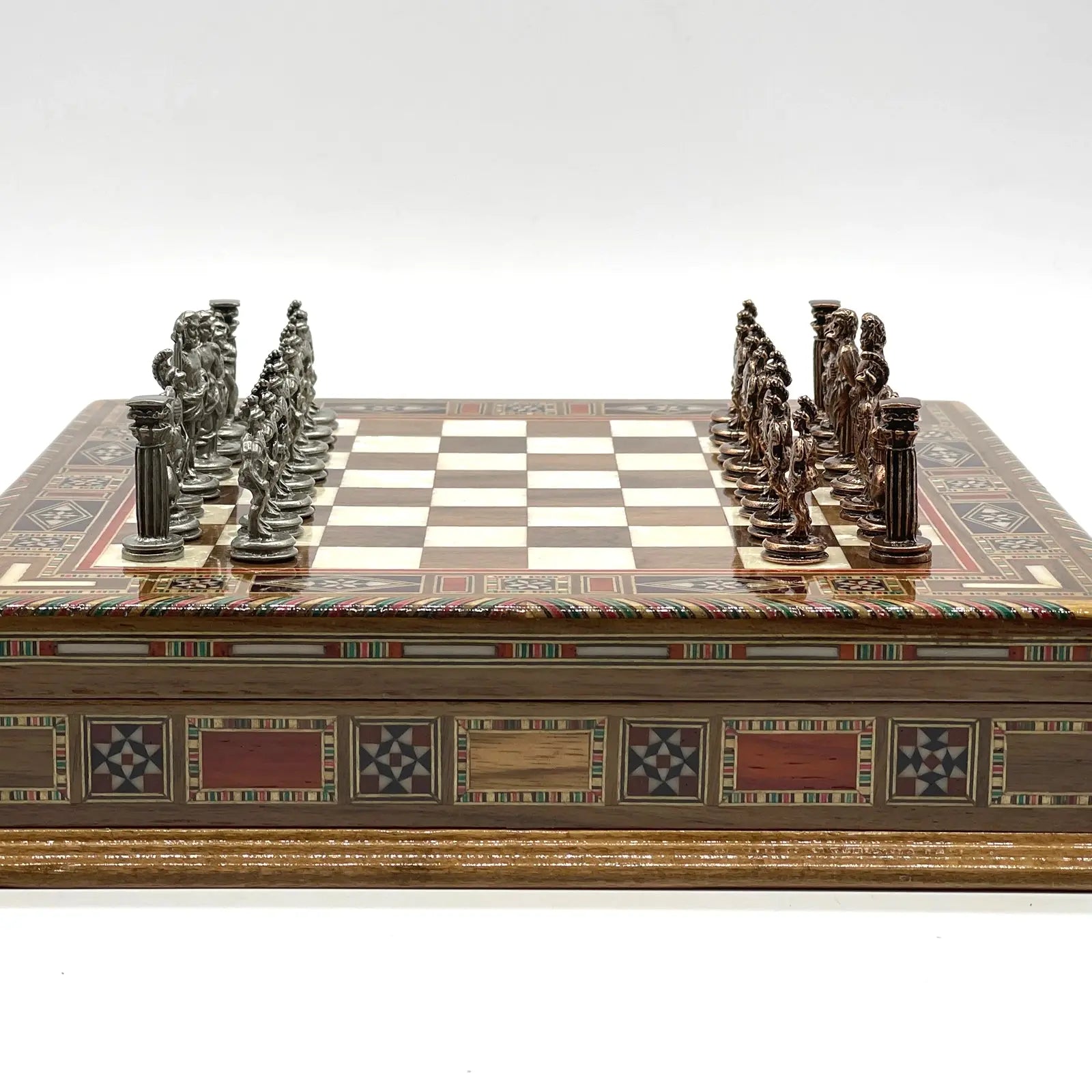 9" 11" Mini Luxury Handmade Wooden Chess Board with Metal Chess Pieces Set