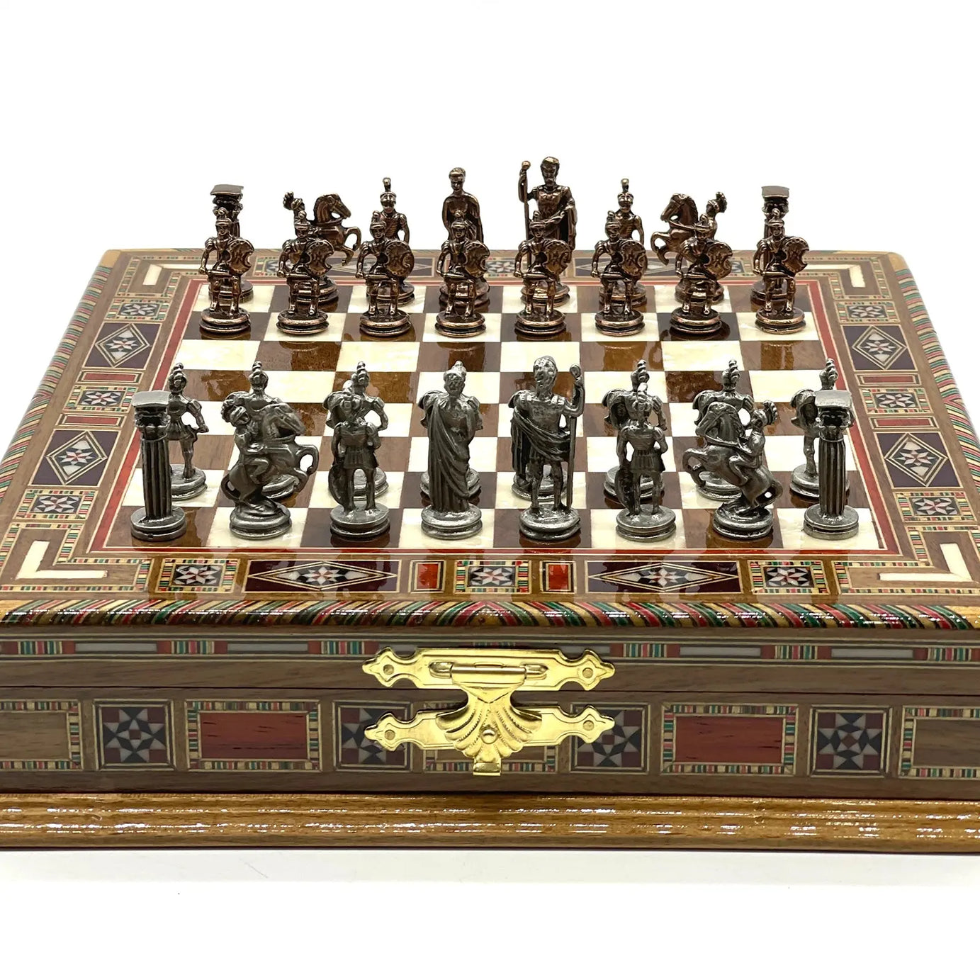 9" 11" Mini Luxury Handmade Wooden Chess Board with Metal Chess Pieces Set