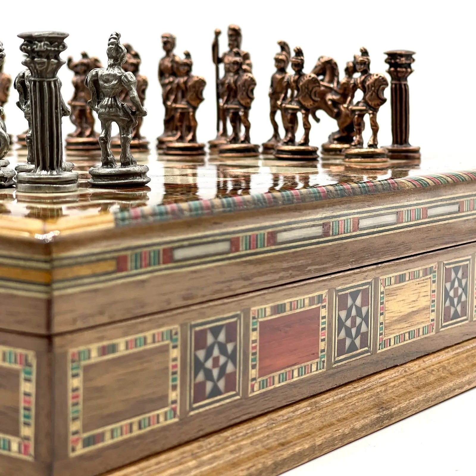 9" 11" Mini Luxury Handmade Wooden Chess Board with Metal Chess Pieces Set