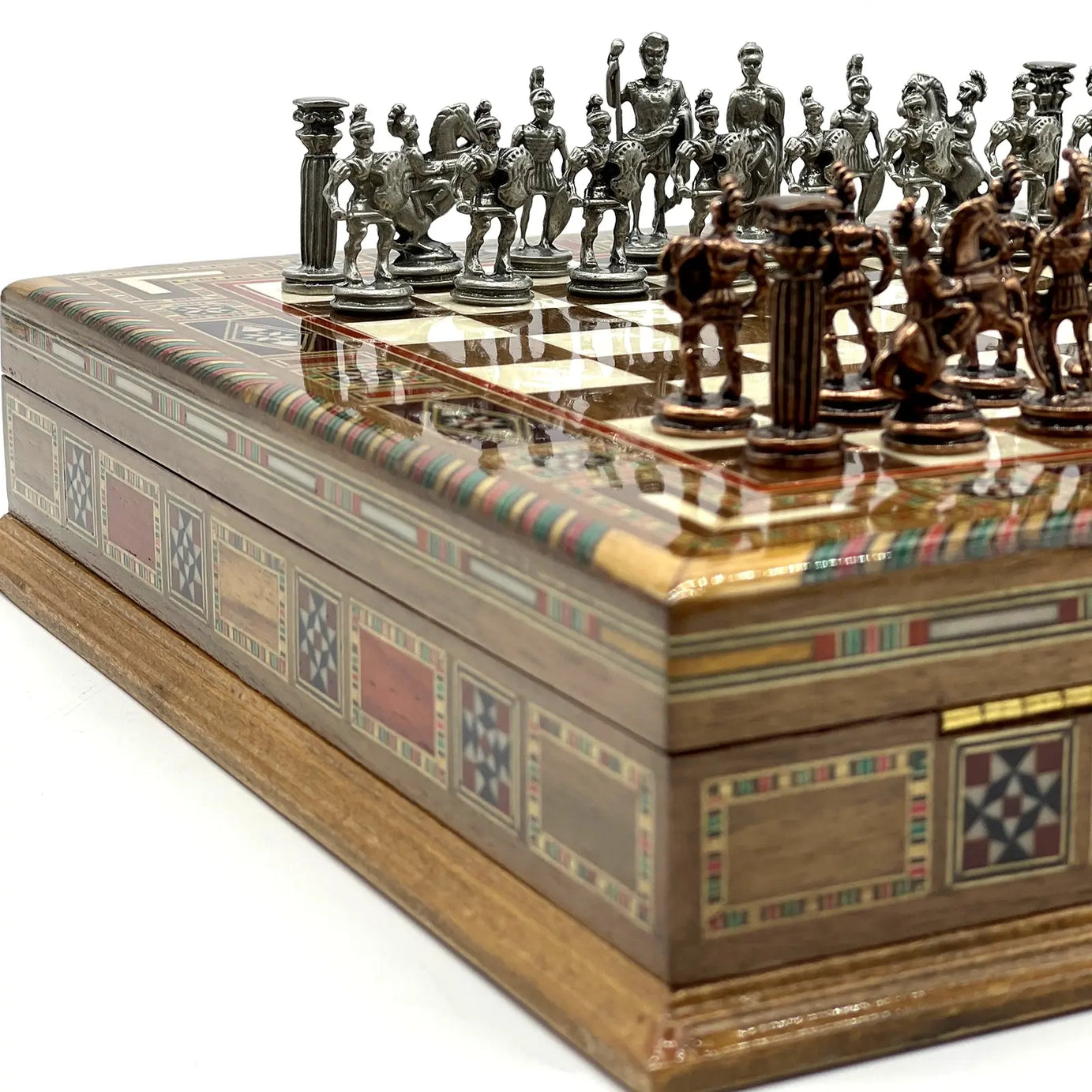 9" 11" Mini Luxury Handmade Wooden Chess Board with Metal Chess Pieces Set