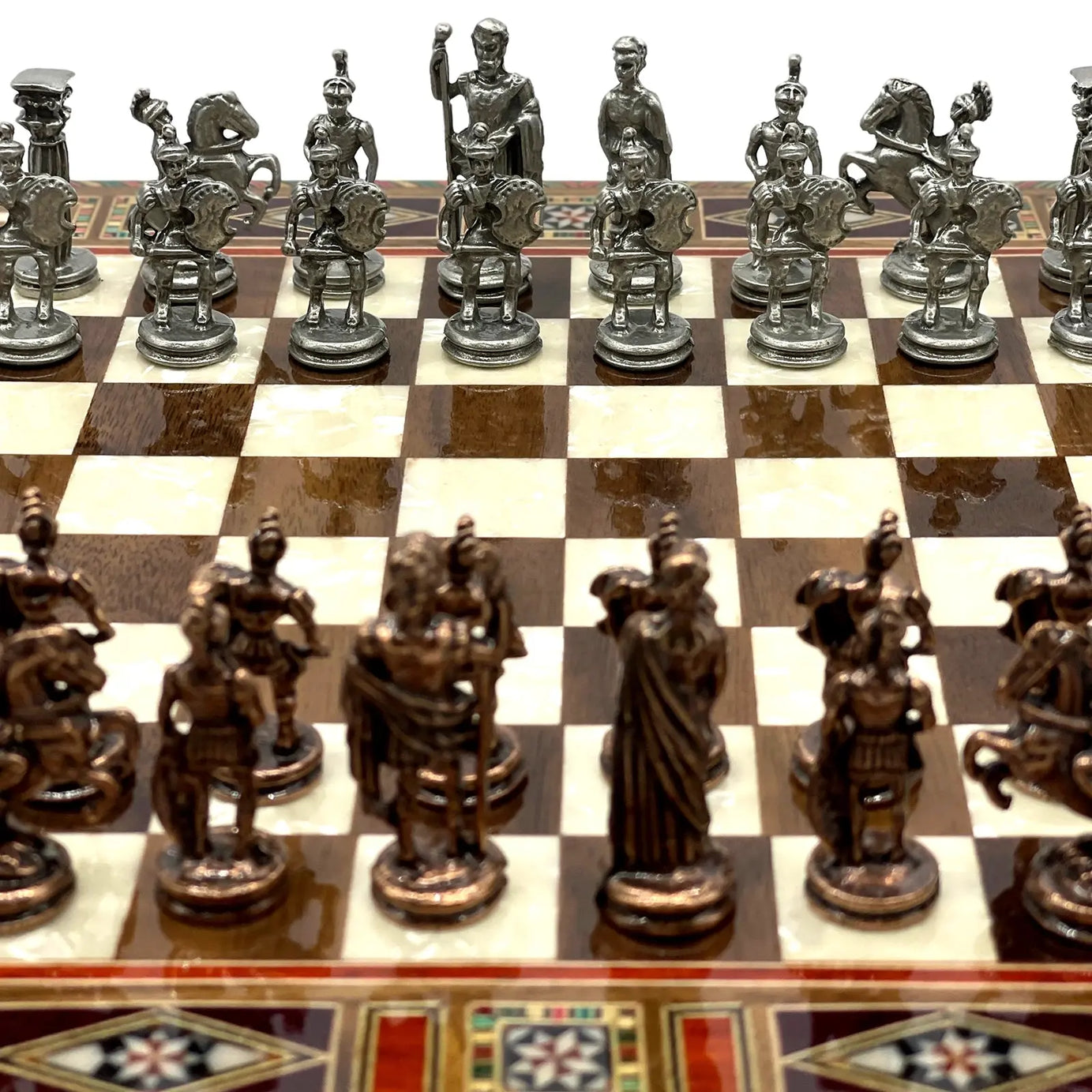 9" 11" Mini Luxury Handmade Wooden Chess Board with Metal Chess Pieces Set