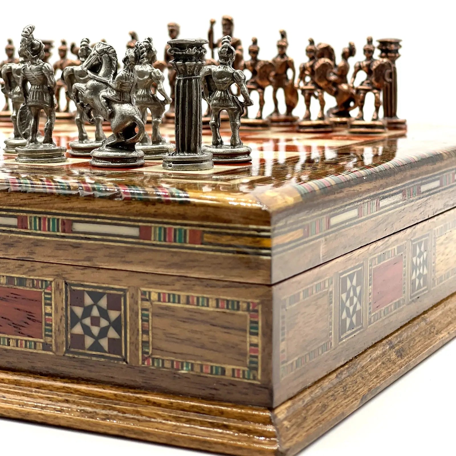 9" 11" Mini Rosewood Handmade Wooden Chess Set with Metal Chess Pieces