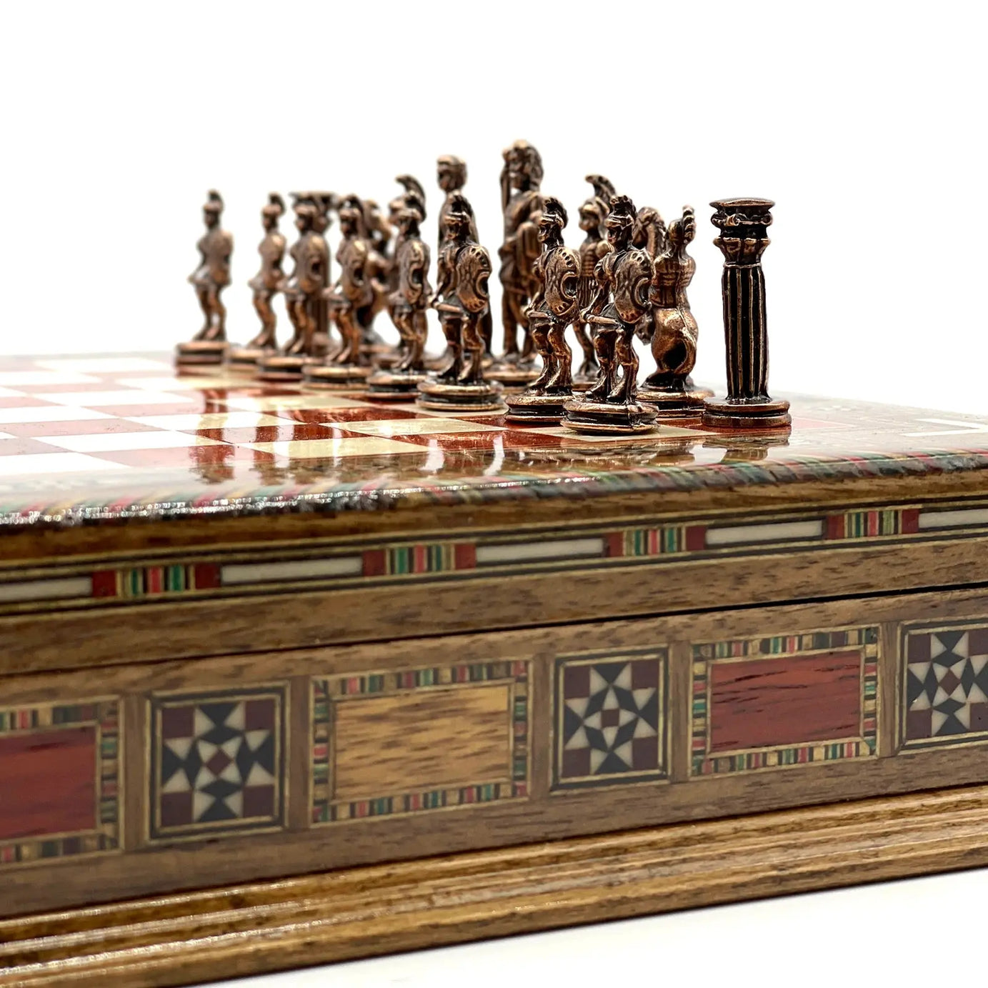 9" 11" Mini Rosewood Handmade Wooden Chess Set with Metal Chess Pieces