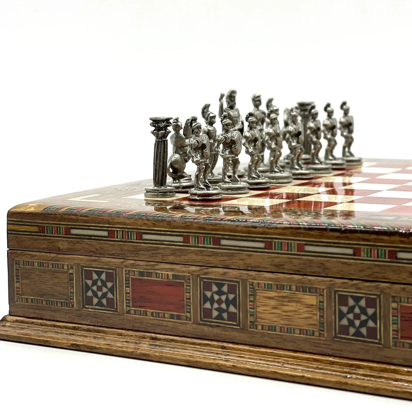 9" 11" Mini Rosewood Handmade Wooden Chess Set with Metal Chess Pieces