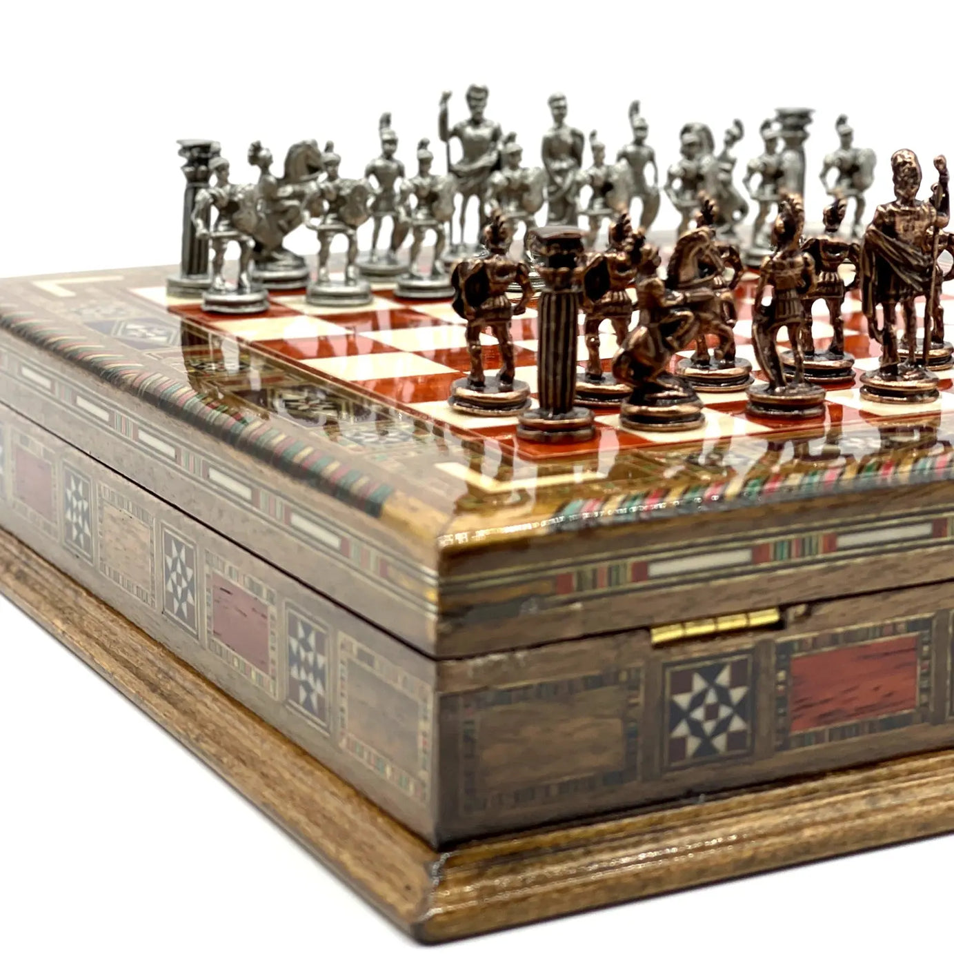 9" 11" Mini Rosewood Handmade Wooden Chess Set with Metal Chess Pieces