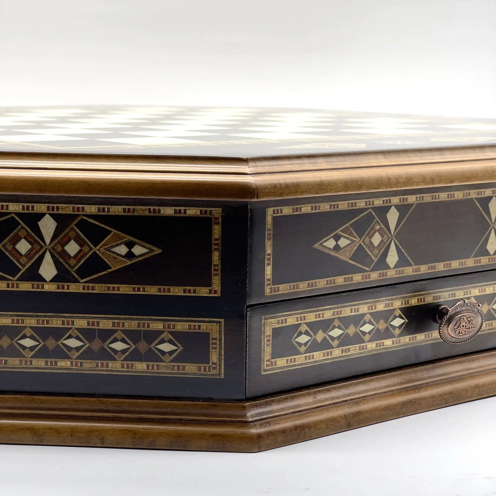 21.2" Octagon Wooden Luxury Chess Set with Quality Metal Chess Pieces