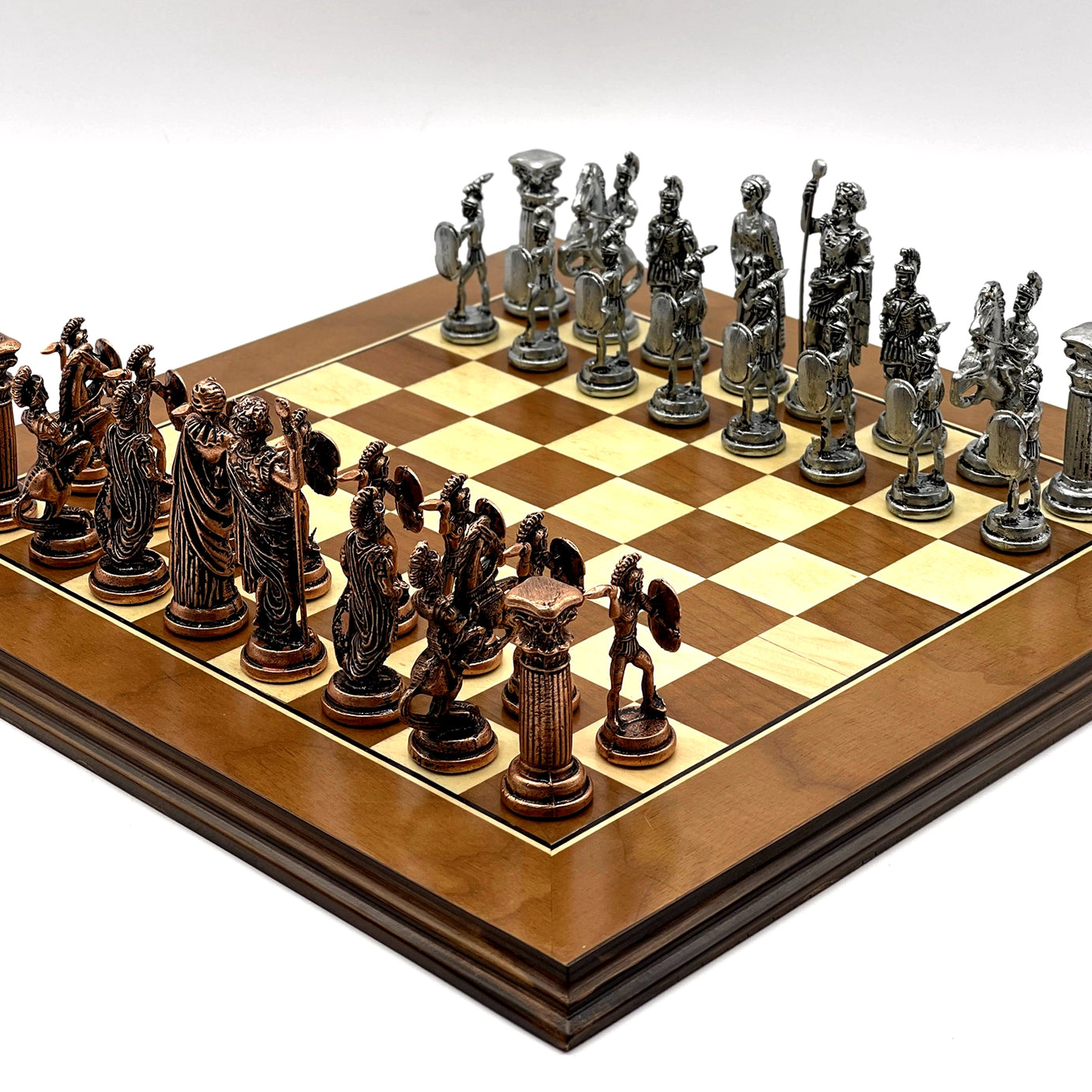 American Walnut Solid Wooden Chess Set With Metal Chess Pieces Set