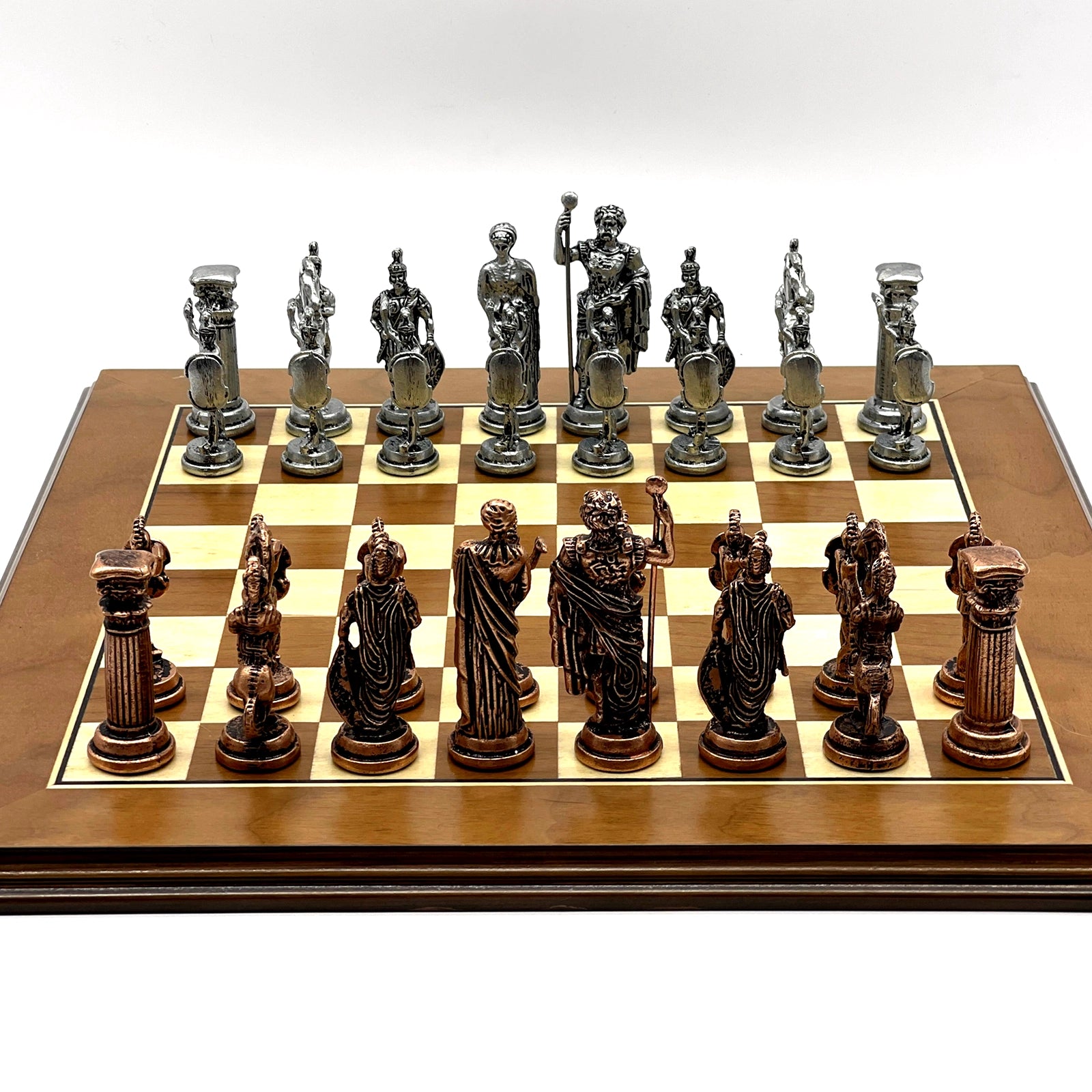 American Walnut Solid Wooden Chess Set With Metal Chess Pieces Set