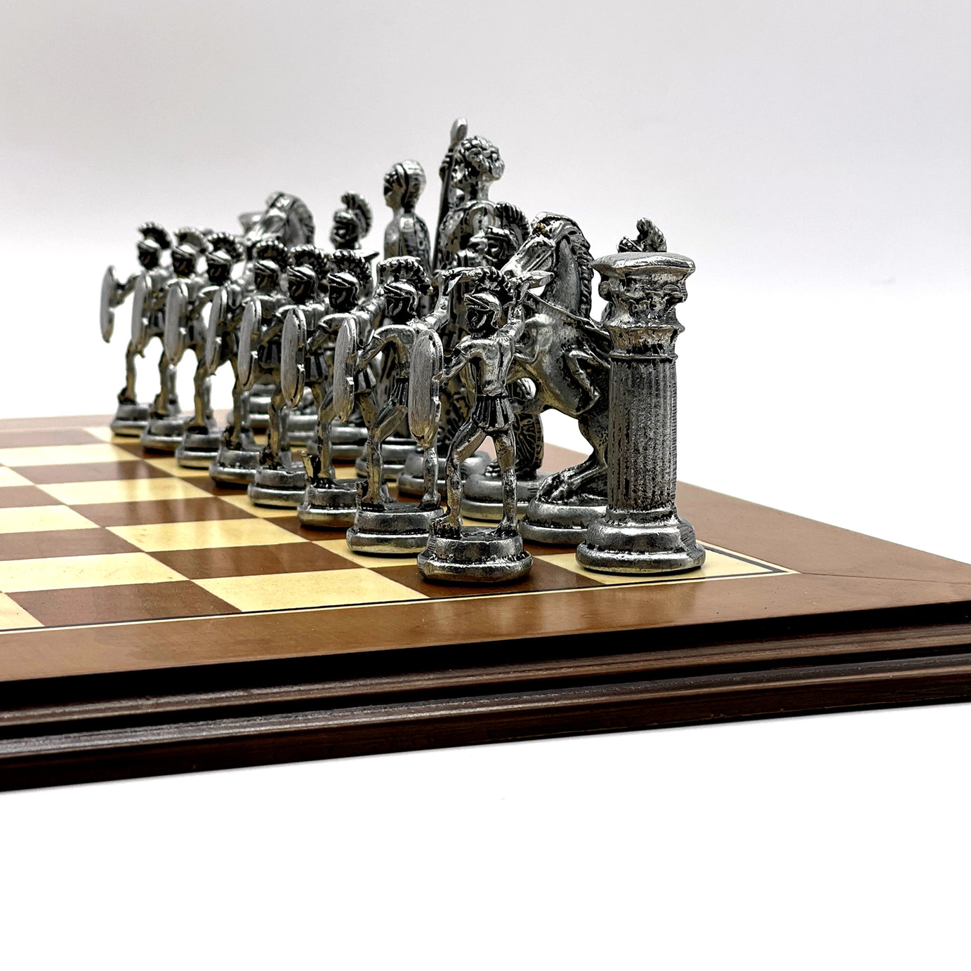 American Walnut Solid Wooden Chess Set With Metal Chess Pieces Set