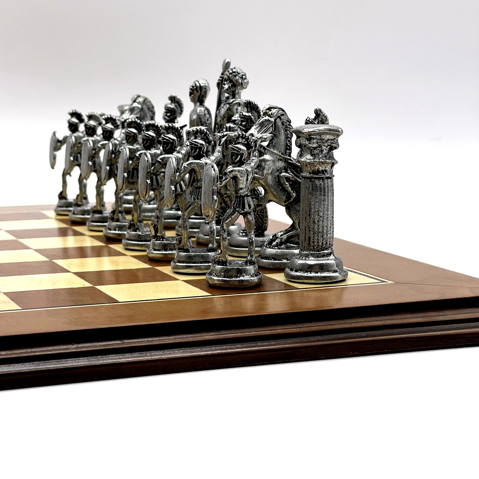 American Walnut Solid Wooden Chess Set With Metal Chess Pieces Set