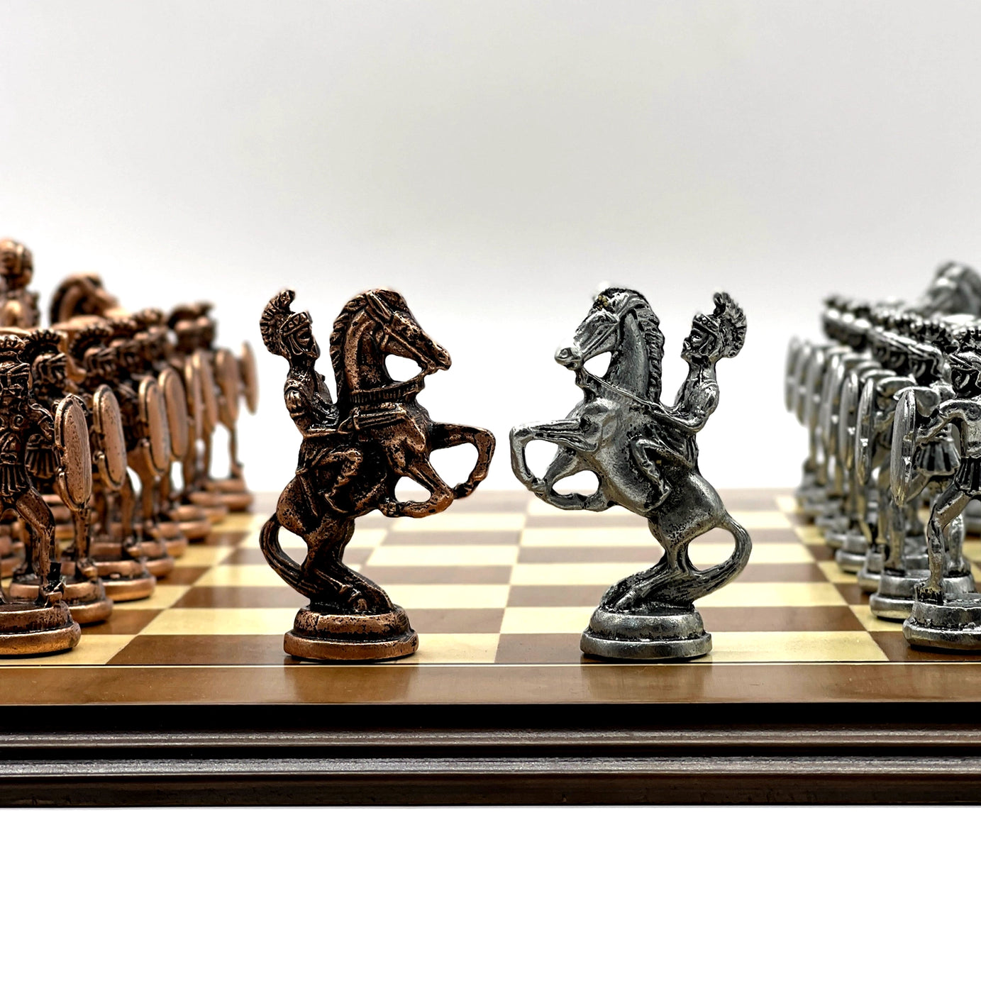American Walnut Solid Wooden Chess Set With Metal Chess Pieces Set