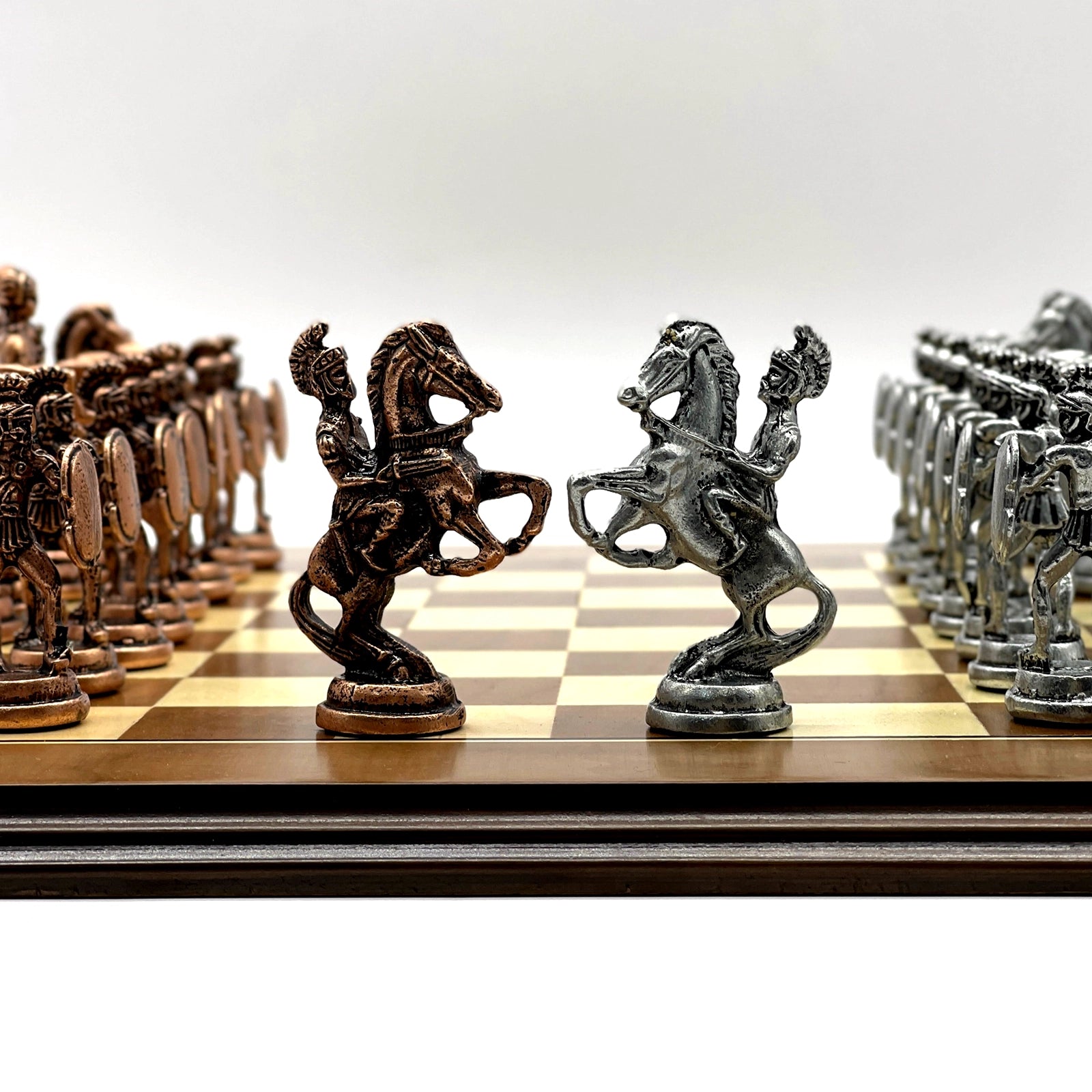 American Walnut Solid Wooden Chess Set With Metal Chess Pieces Set