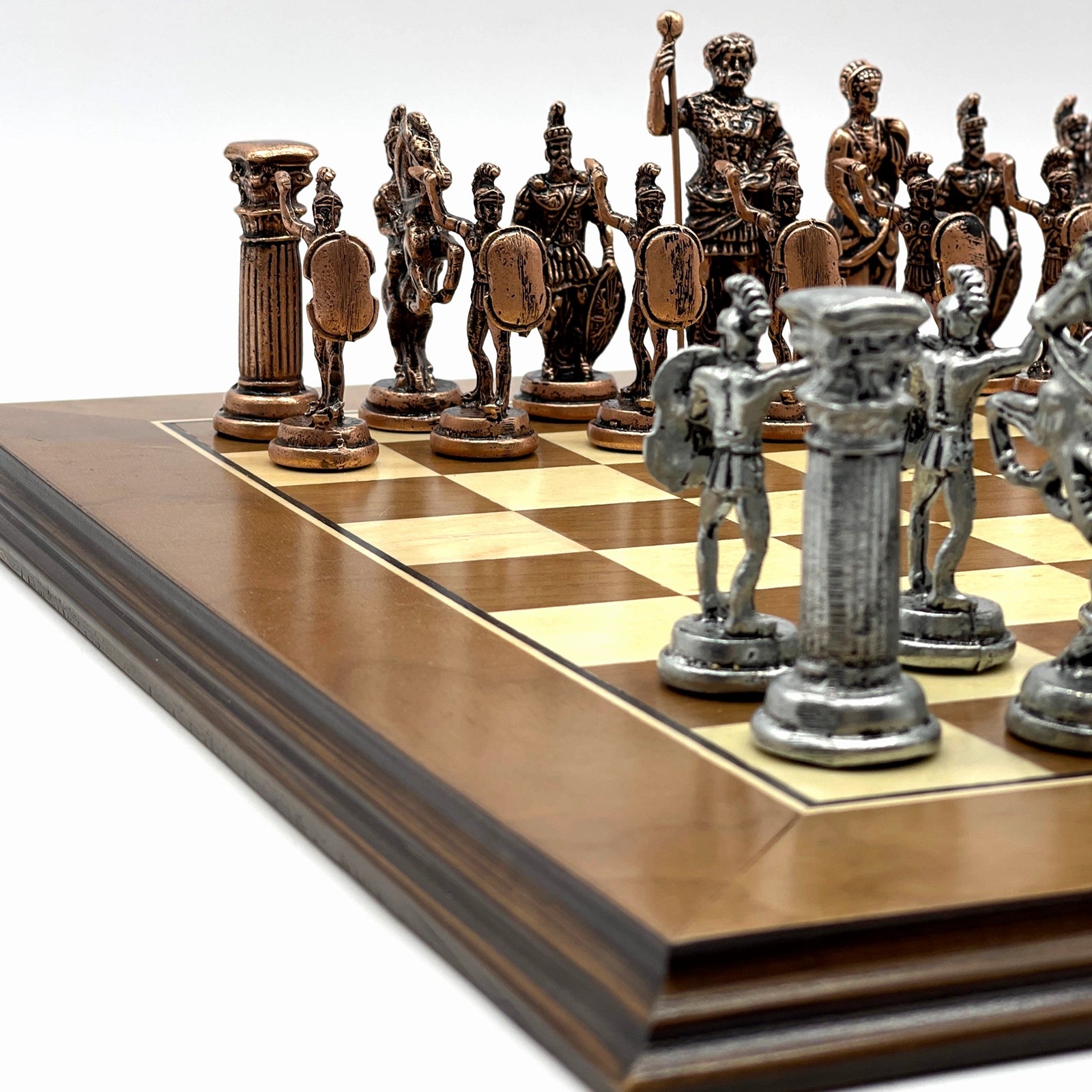 American Walnut Solid Wooden Chess Set With Metal Chess Pieces Set