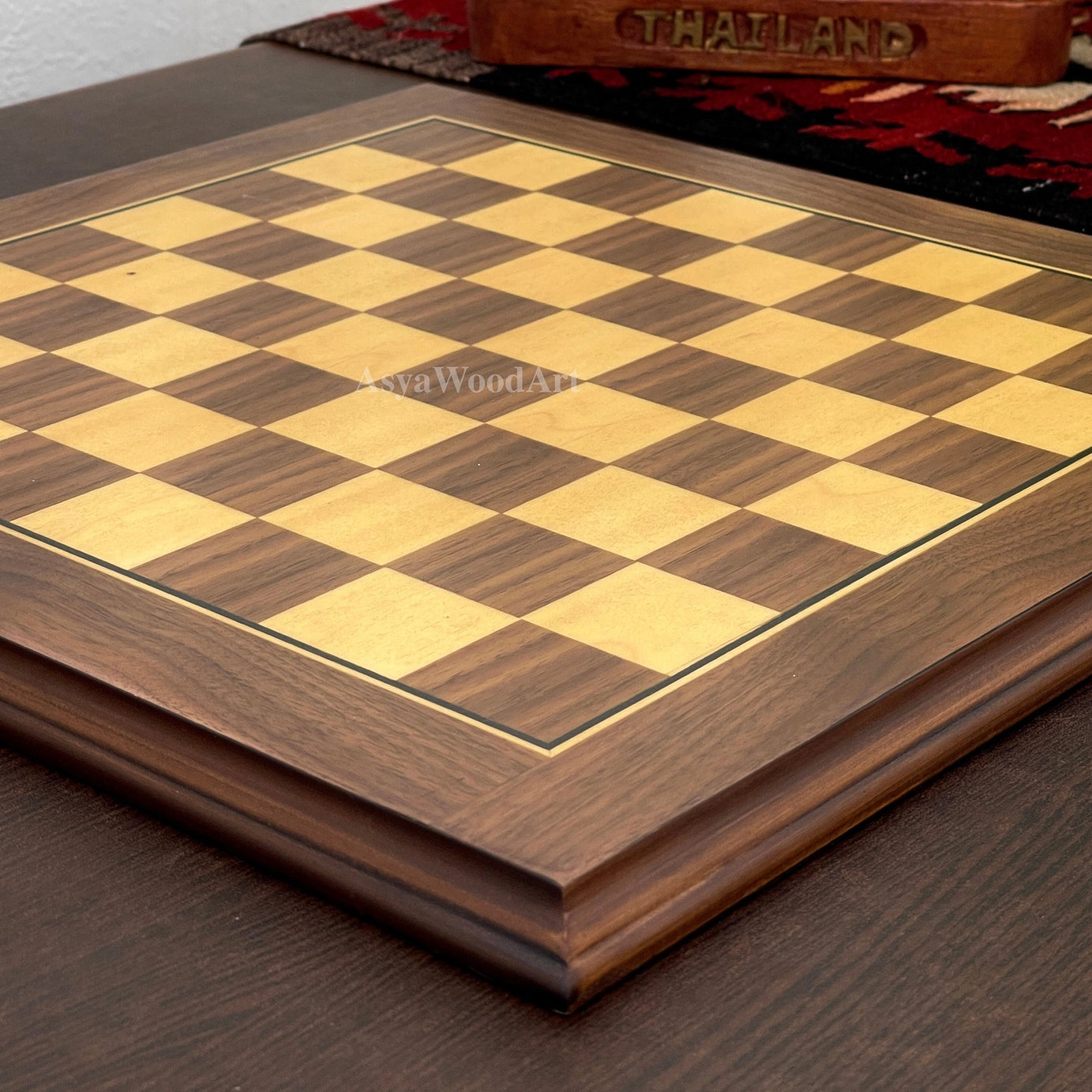 American Walnut Solid Wooden Chess Set With Egyptian Metal Chess Pieces
