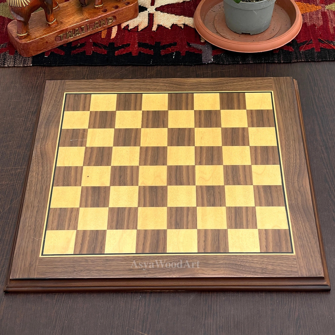 American Walnut Solid Wooden Chess Set With Egyptian Metal Chess Pieces