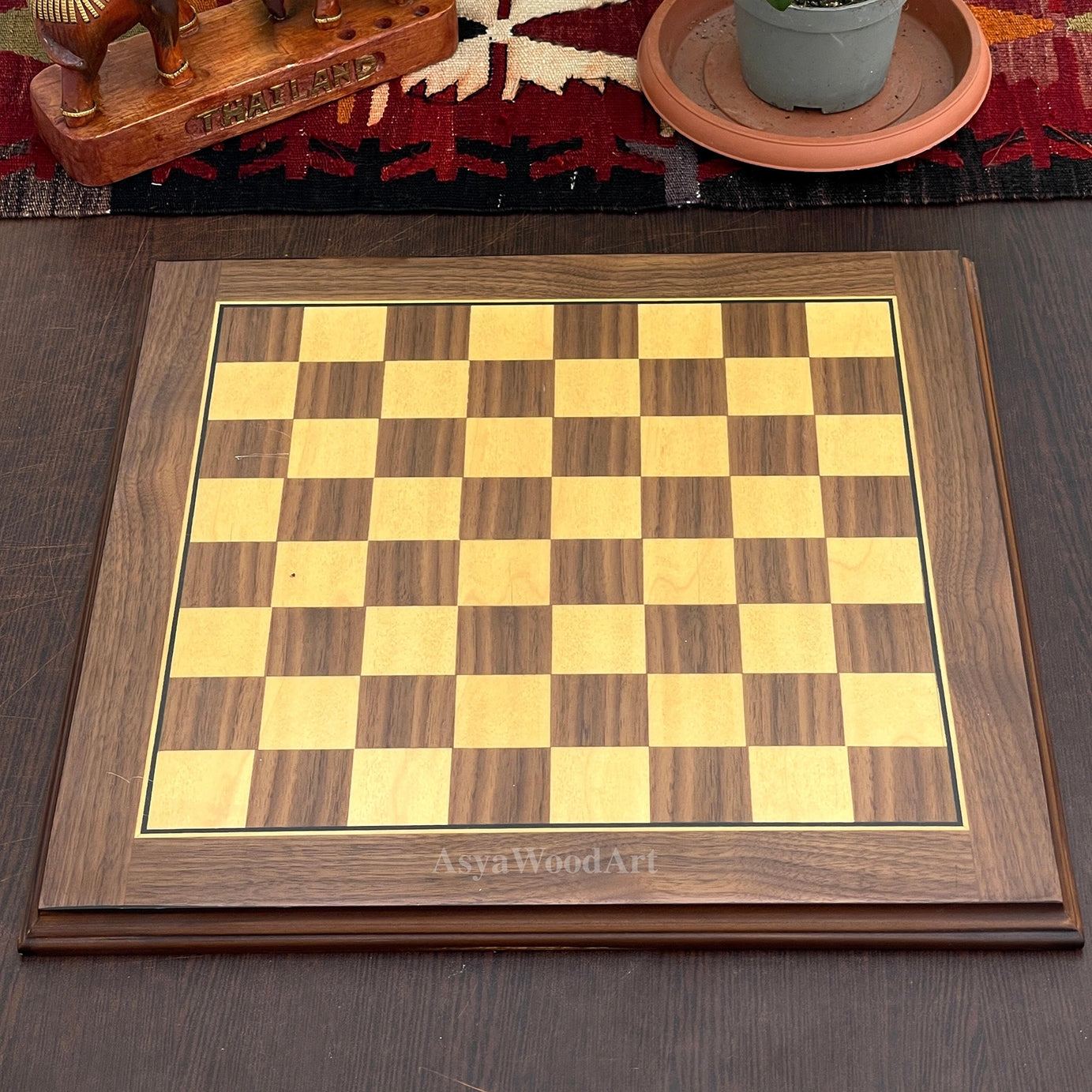 American Walnut Solid Wooden Chess Set with Metal Chess Pieces