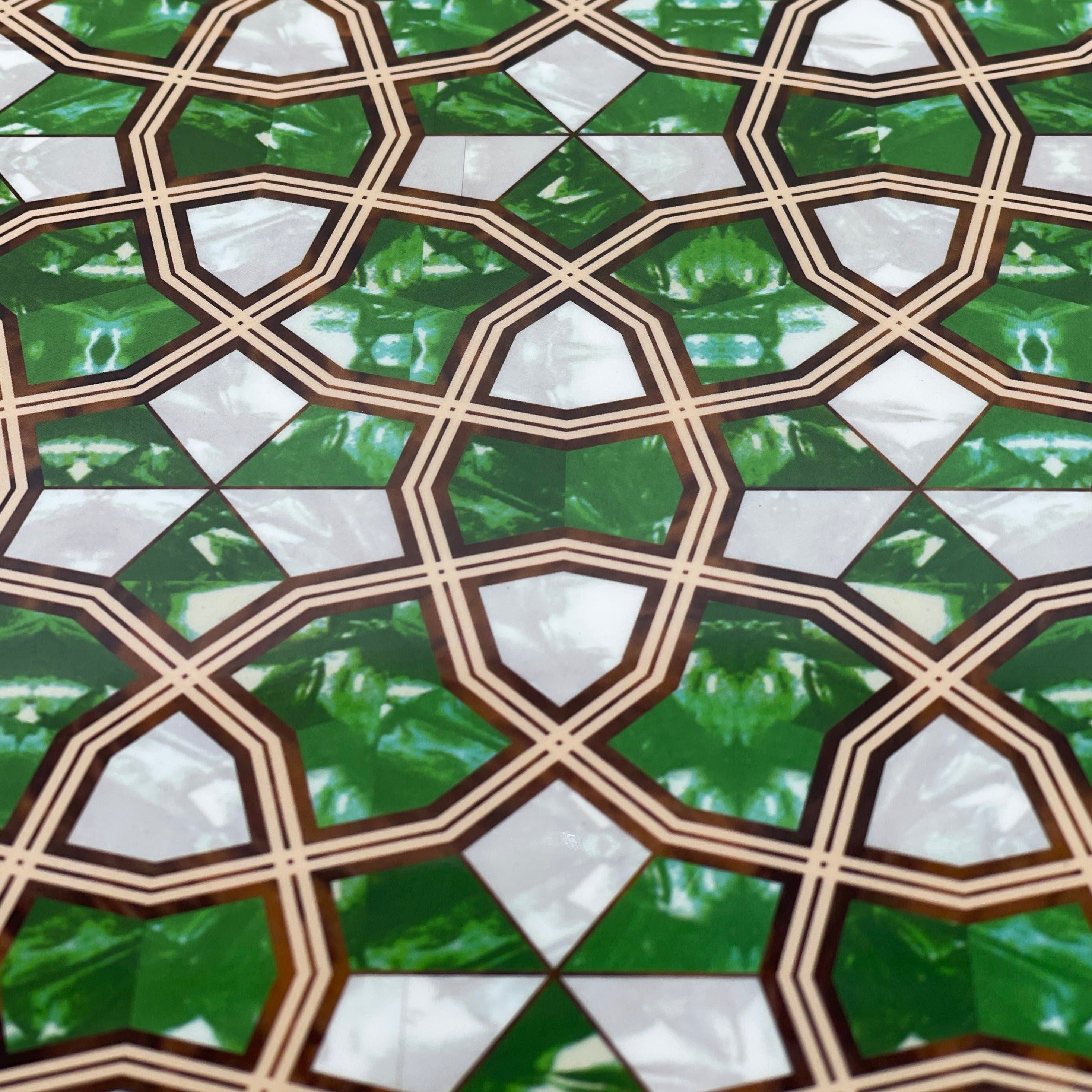 20.7" Green Luxury Wooden Antique Embroidered Mosaic Backgammon Set