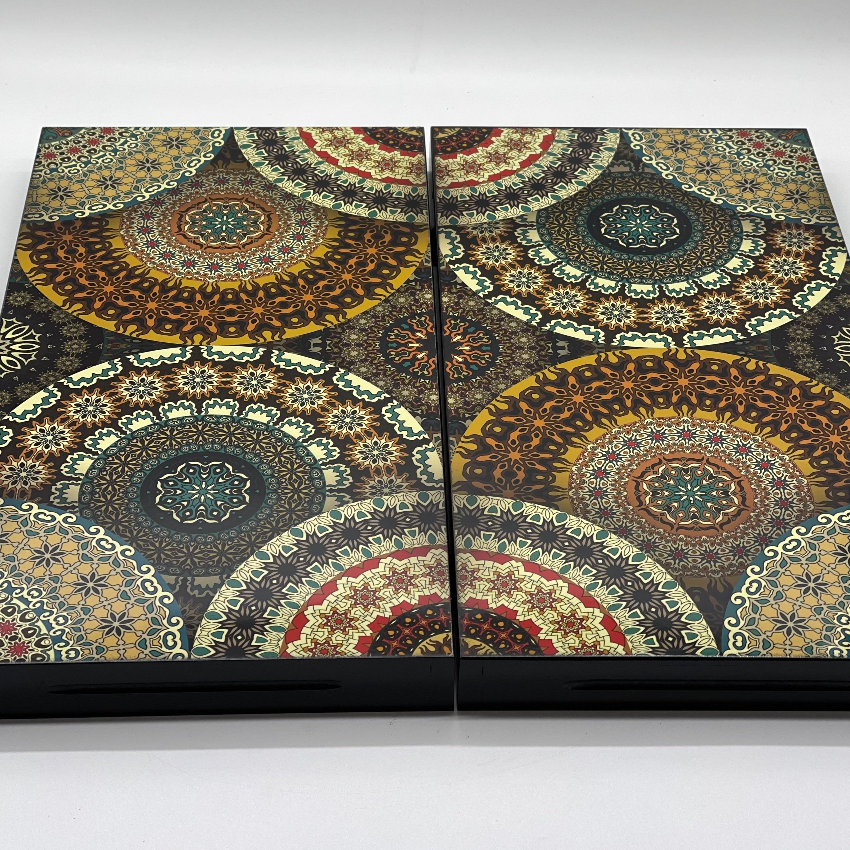 Luxury Wooden Antique Embroidered Mosaic Backgammon Set