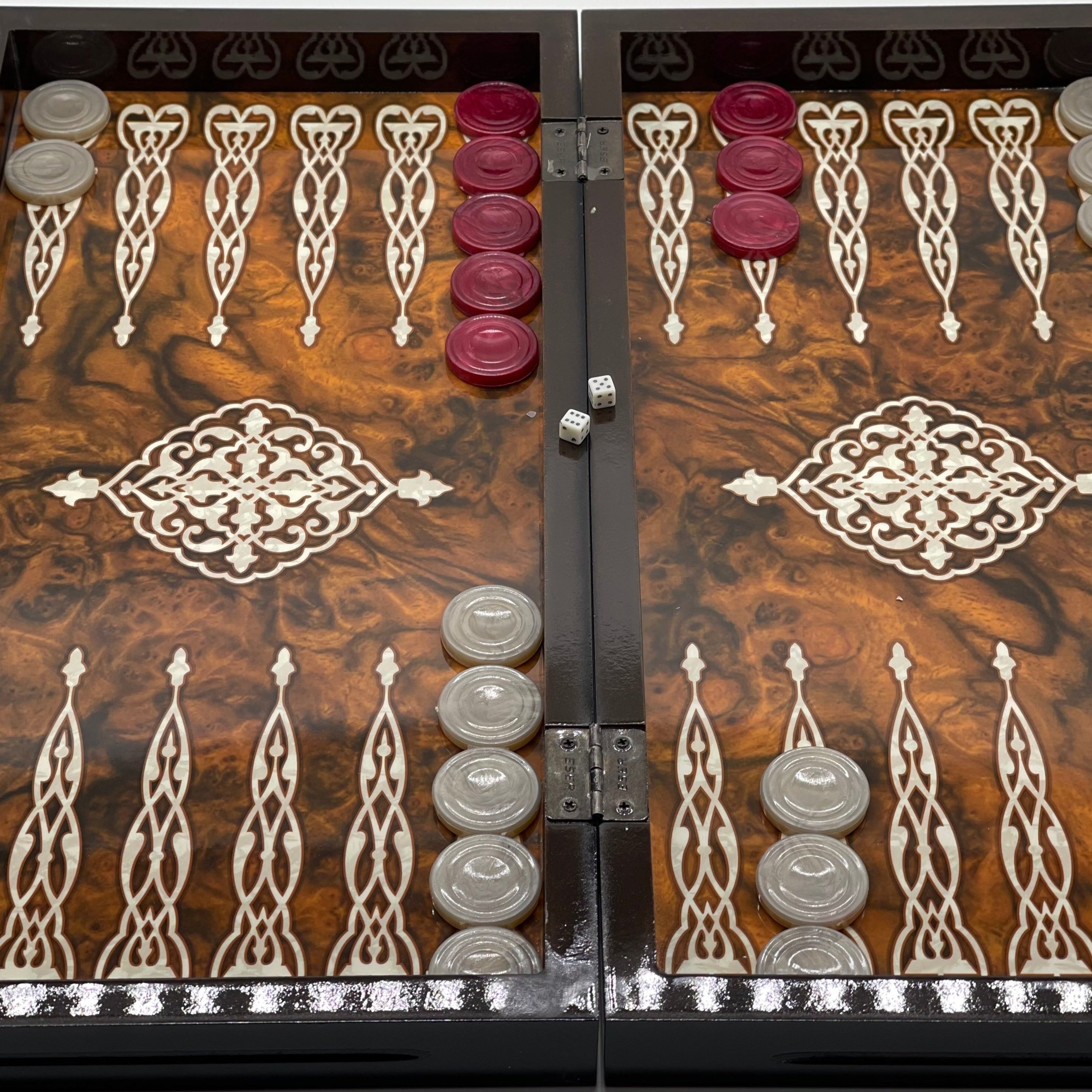 20.7" Green Luxury Wooden Antique Embroidered Mosaic Backgammon Set