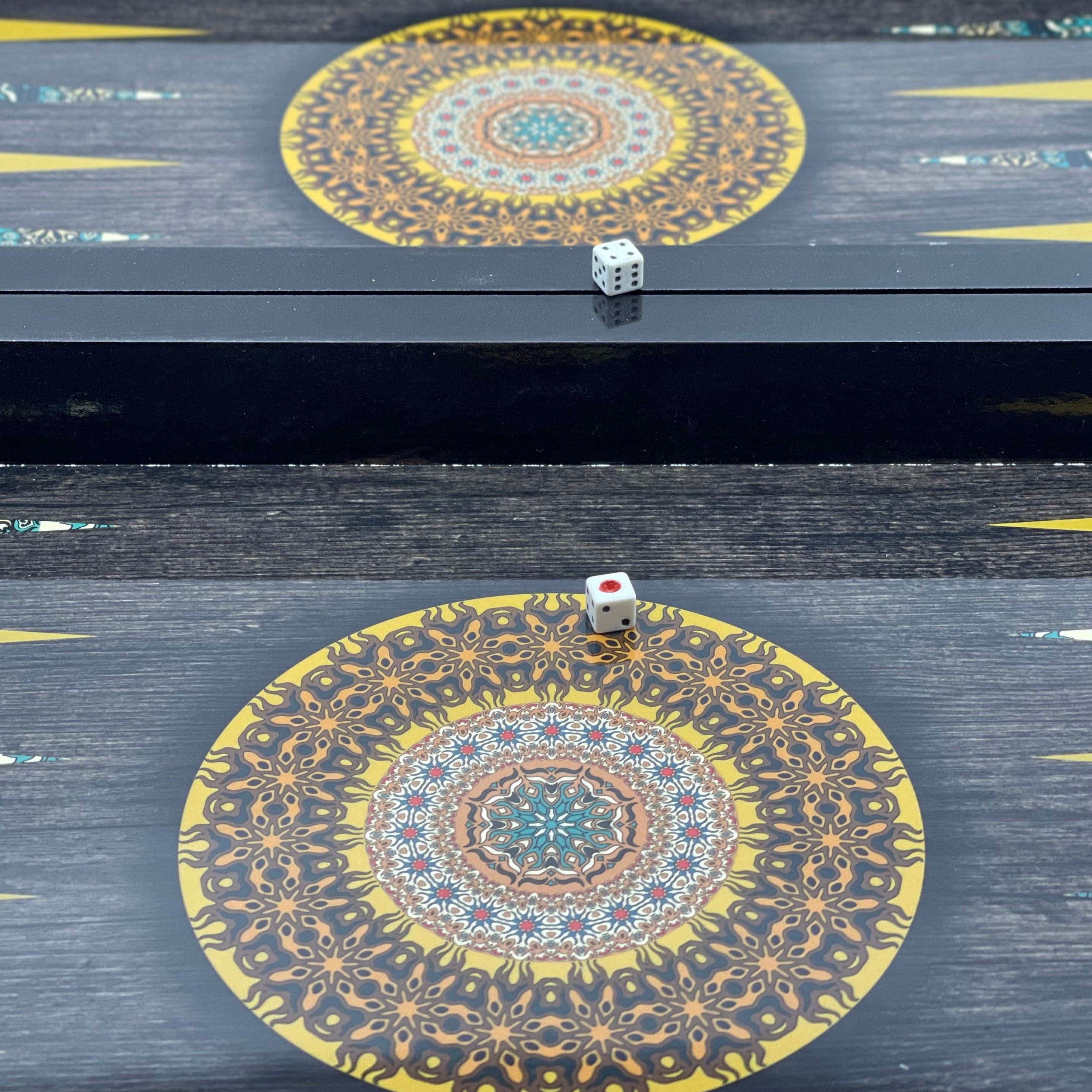 Luxury Wooden Antique Embroidered Mosaic Backgammon Set