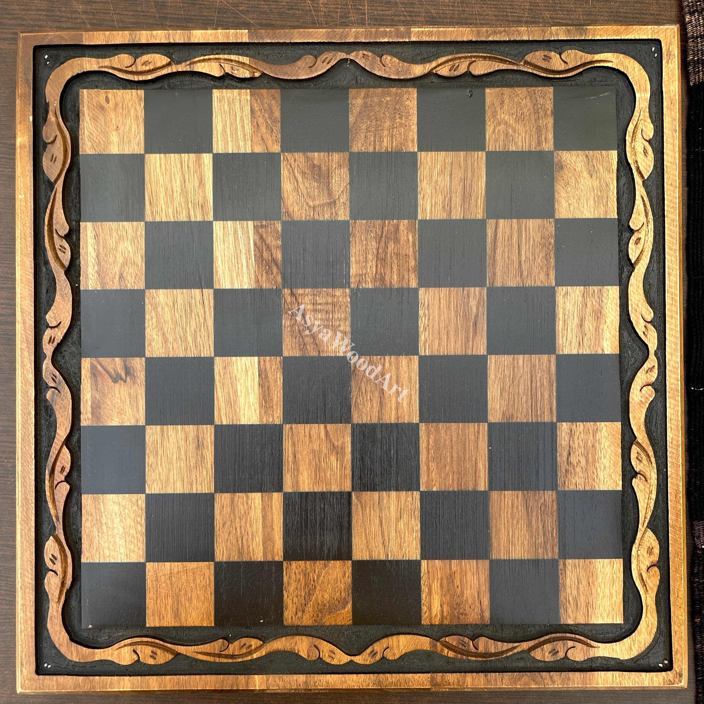 Large Walnut Wooden Chess Set with Large Special Chess Pieces