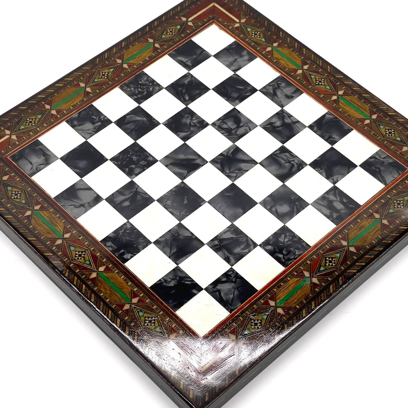 12" Handmade Luxury Black White Wooden Chess Board