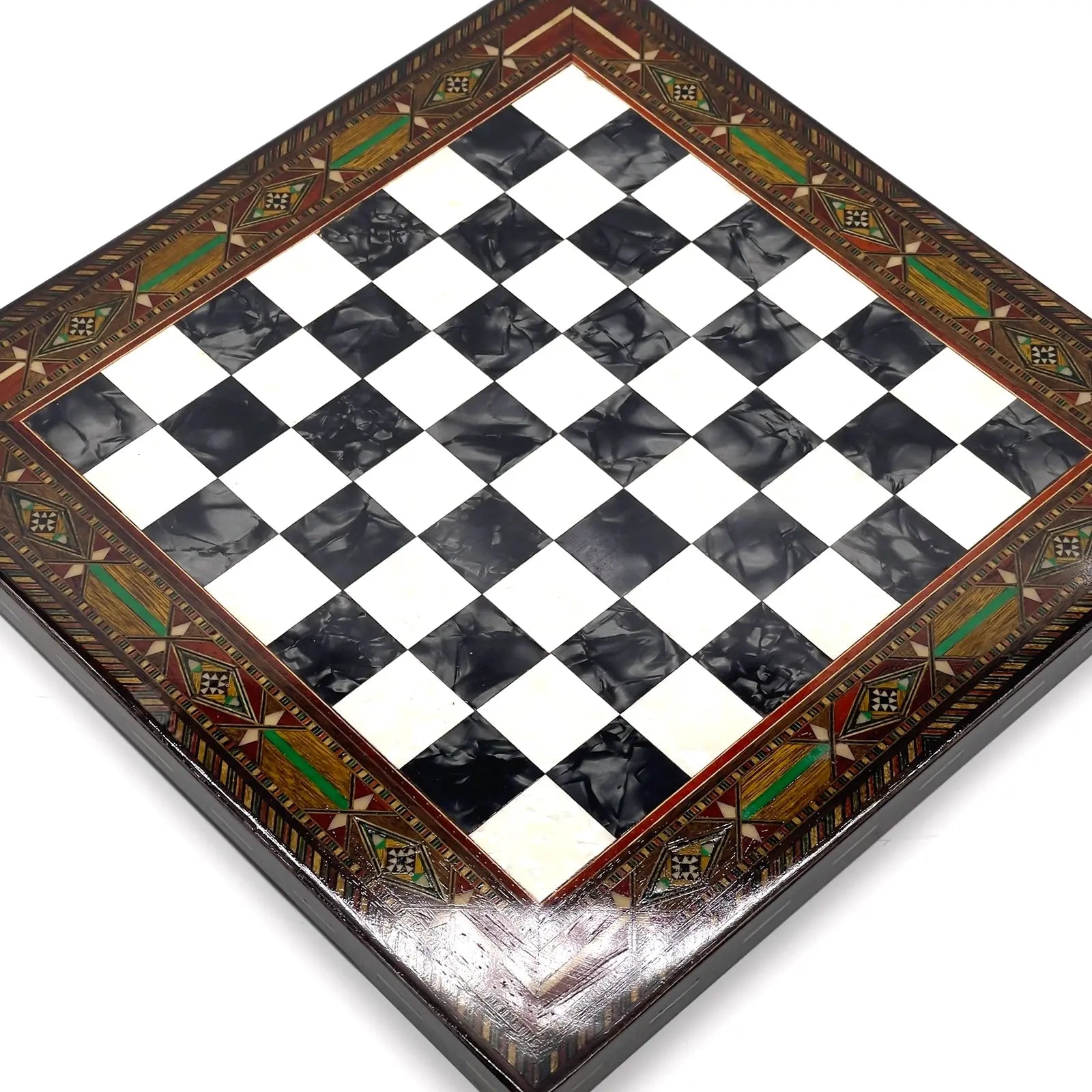 12" Handmade Luxury Black White Wooden Chess Board