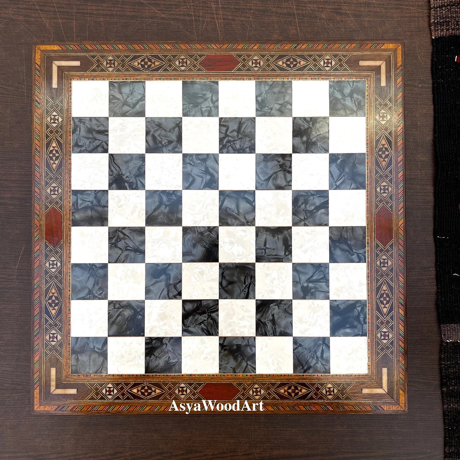 13.7" Luxury Wooden Chess Set with Romans Metal Chess Pieces