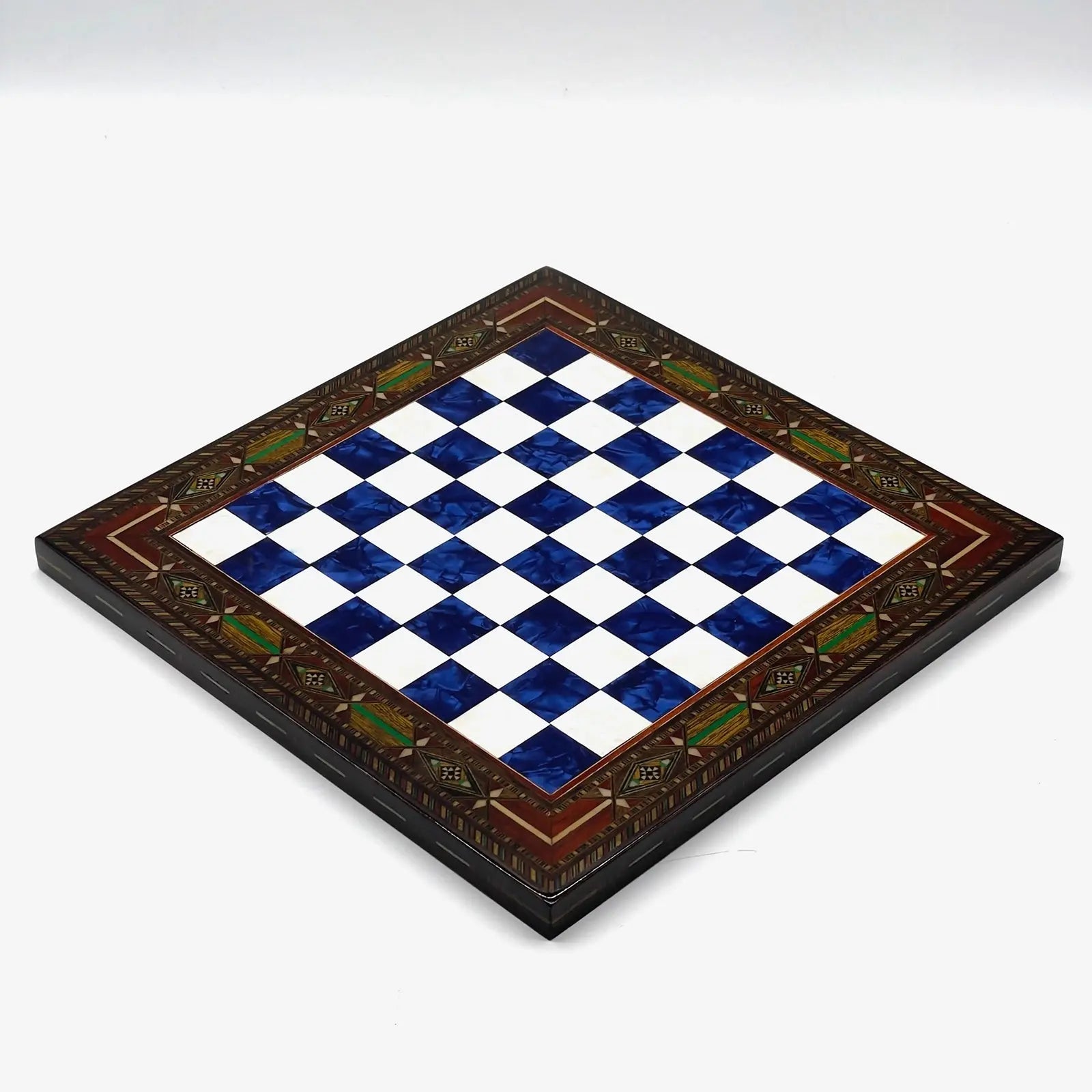 12" Handmade Luxury Blue White Wooden Chess Board