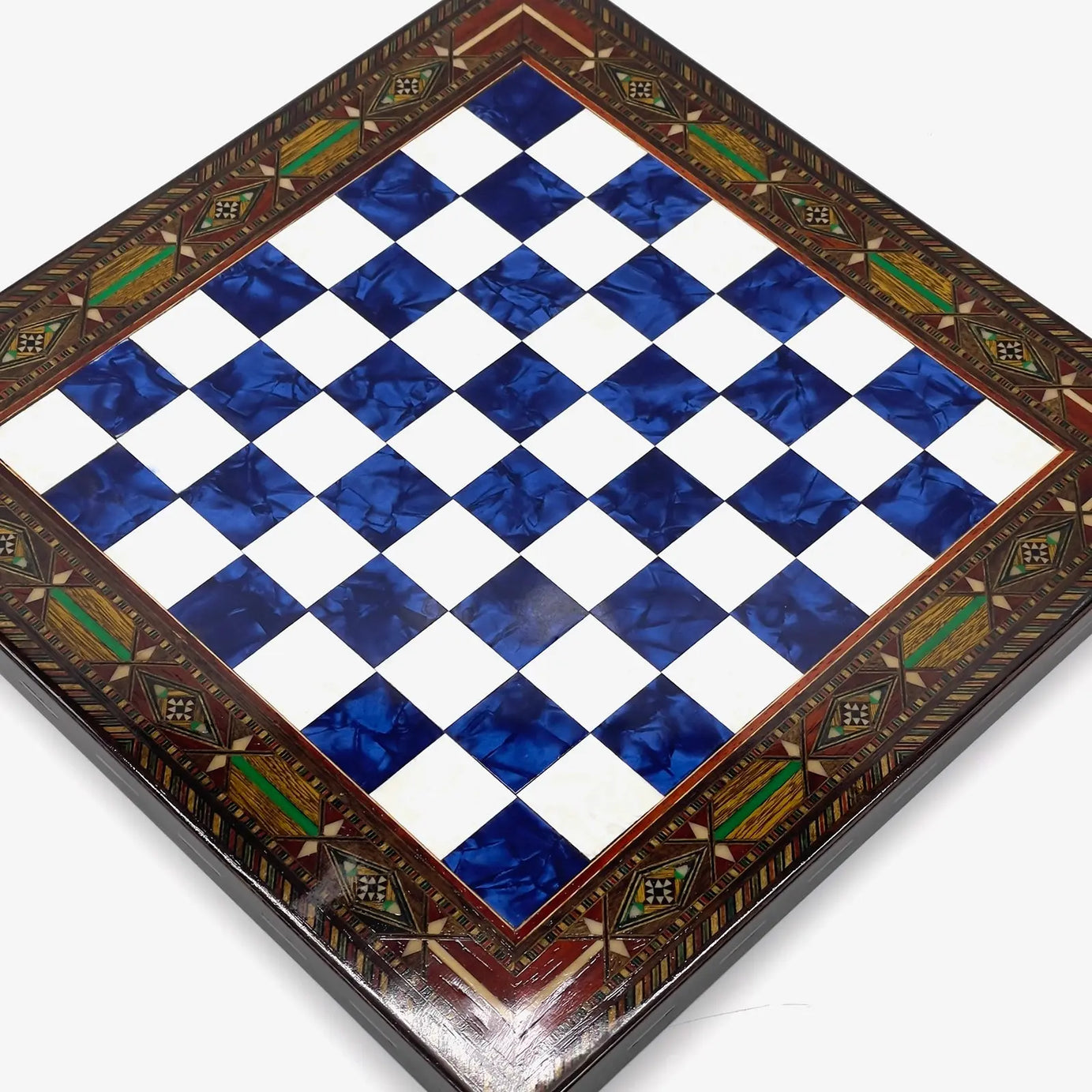 12" Handmade Luxury Blue White Wooden Chess Board