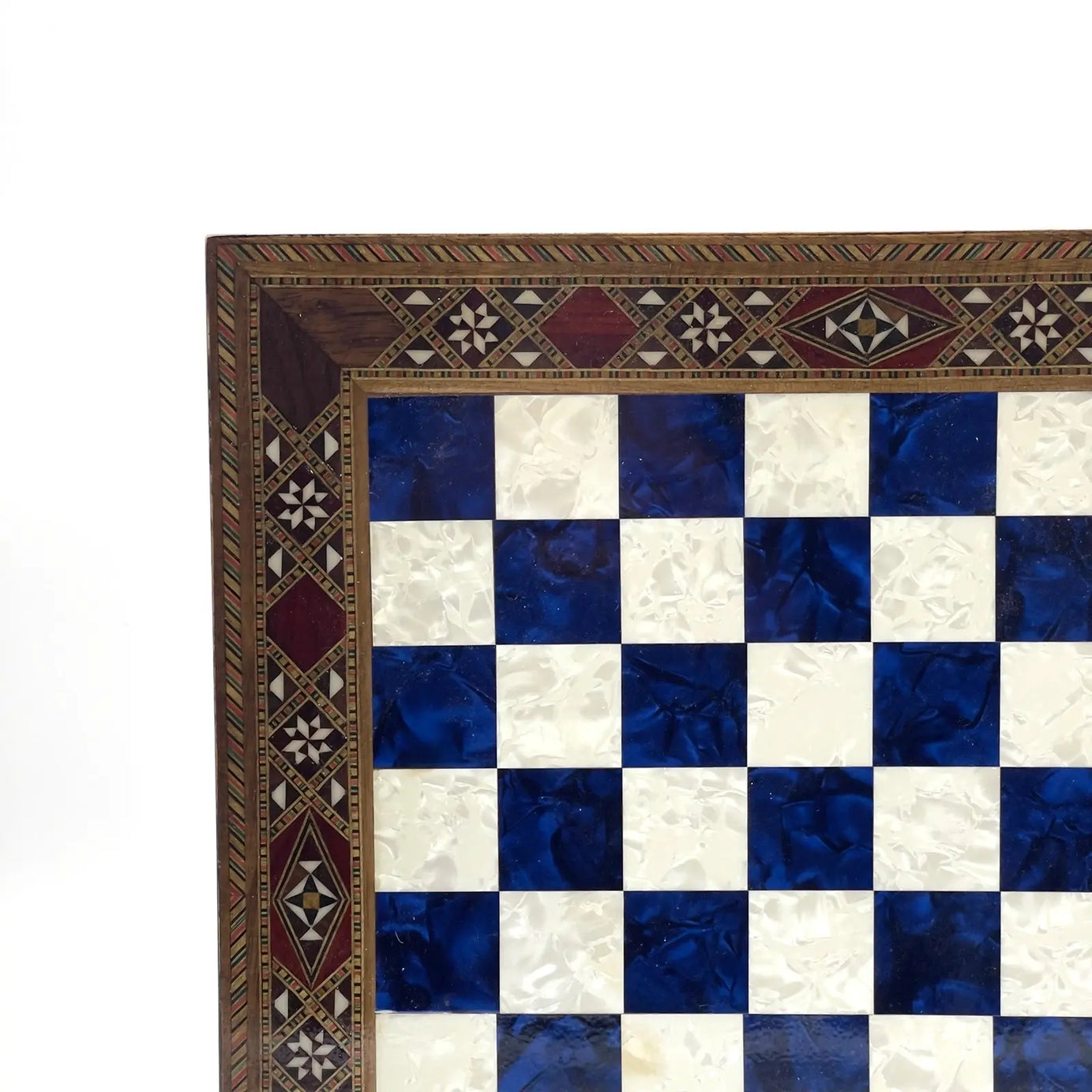 12" inc Handmade Patterned Luxury Wooden Custom Blue Chess Board