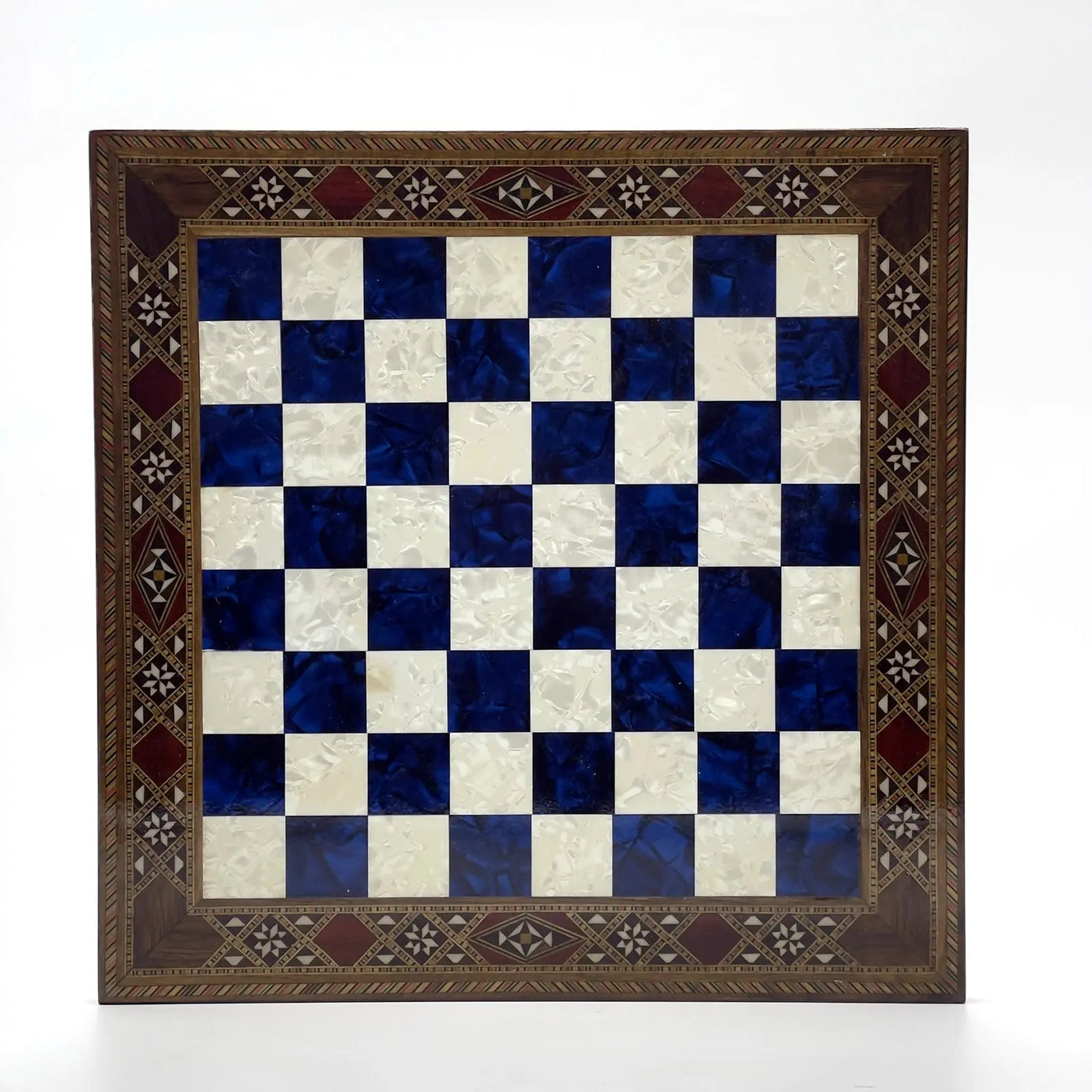 12" inc Handmade Patterned Luxury Wooden Custom Blue Chess Board