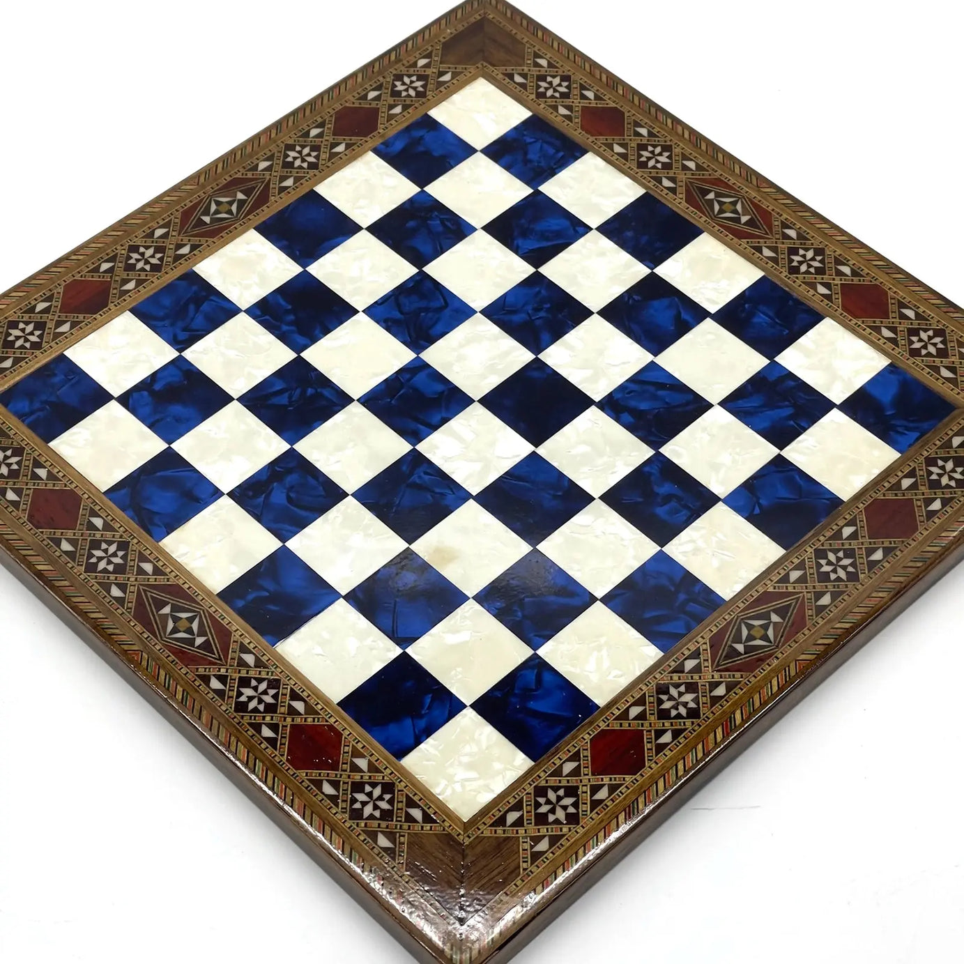 12" inc Handmade Patterned Luxury Wooden Custom Blue Chess Board