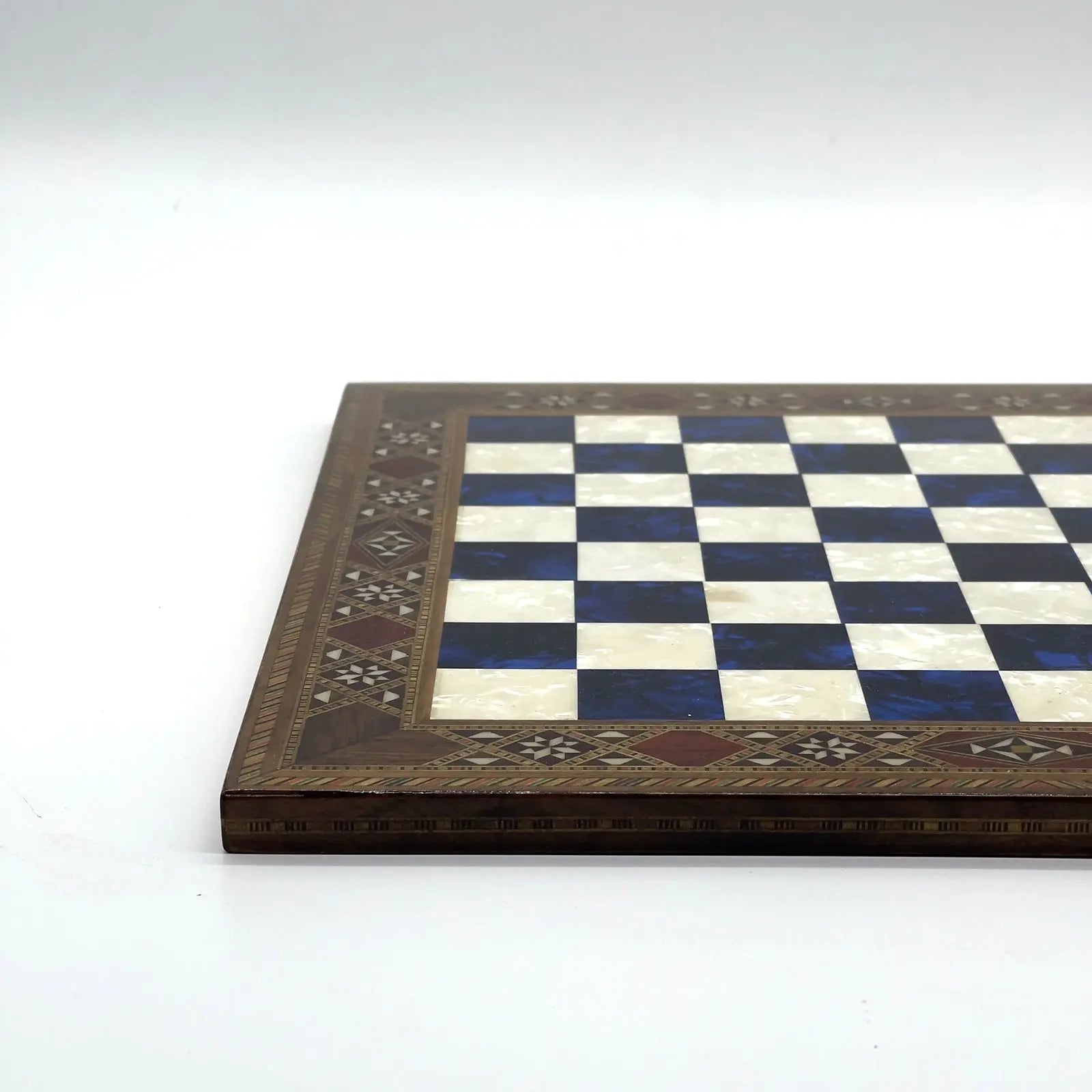 12" inc Handmade Patterned Luxury Wooden Custom Blue Chess Board