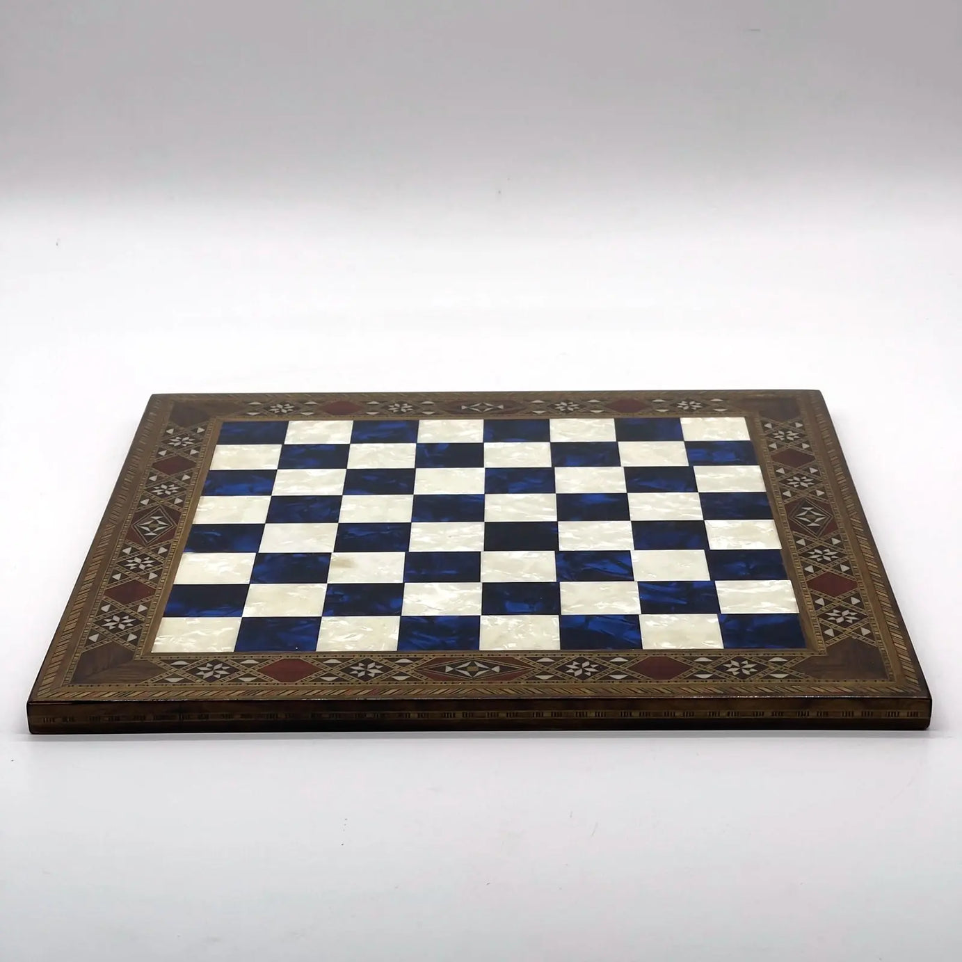 12" inc Handmade Patterned Luxury Wooden Custom Blue Chess Board