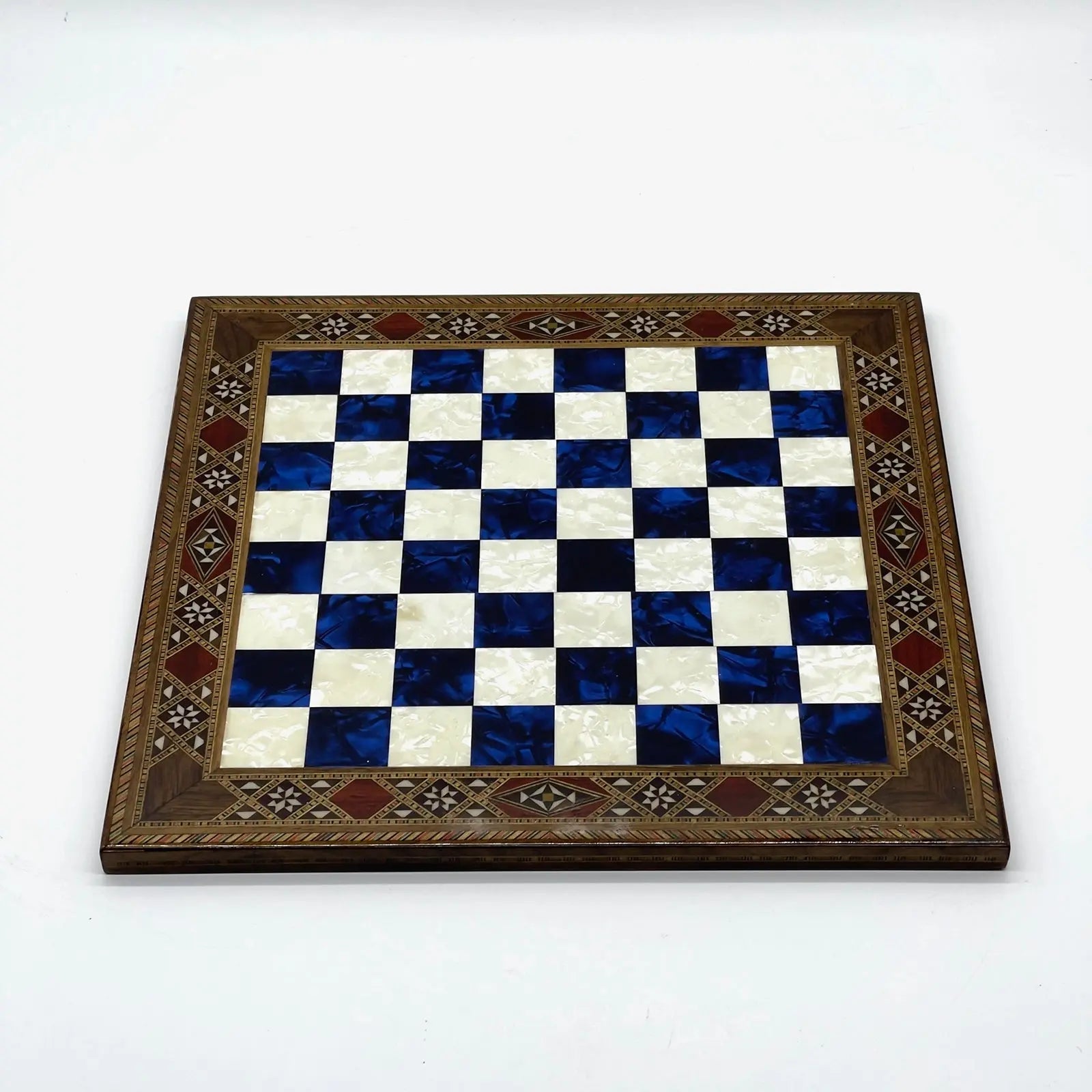 12" inc Handmade Patterned Luxury Wooden Custom Blue Chess Board