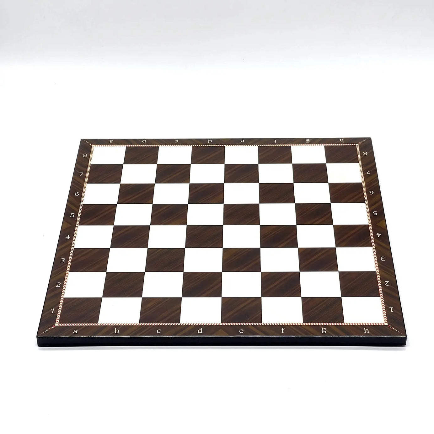 14" Brown Walnut Marble Pattern Wooden Set With Wooden Chess Pieces Set