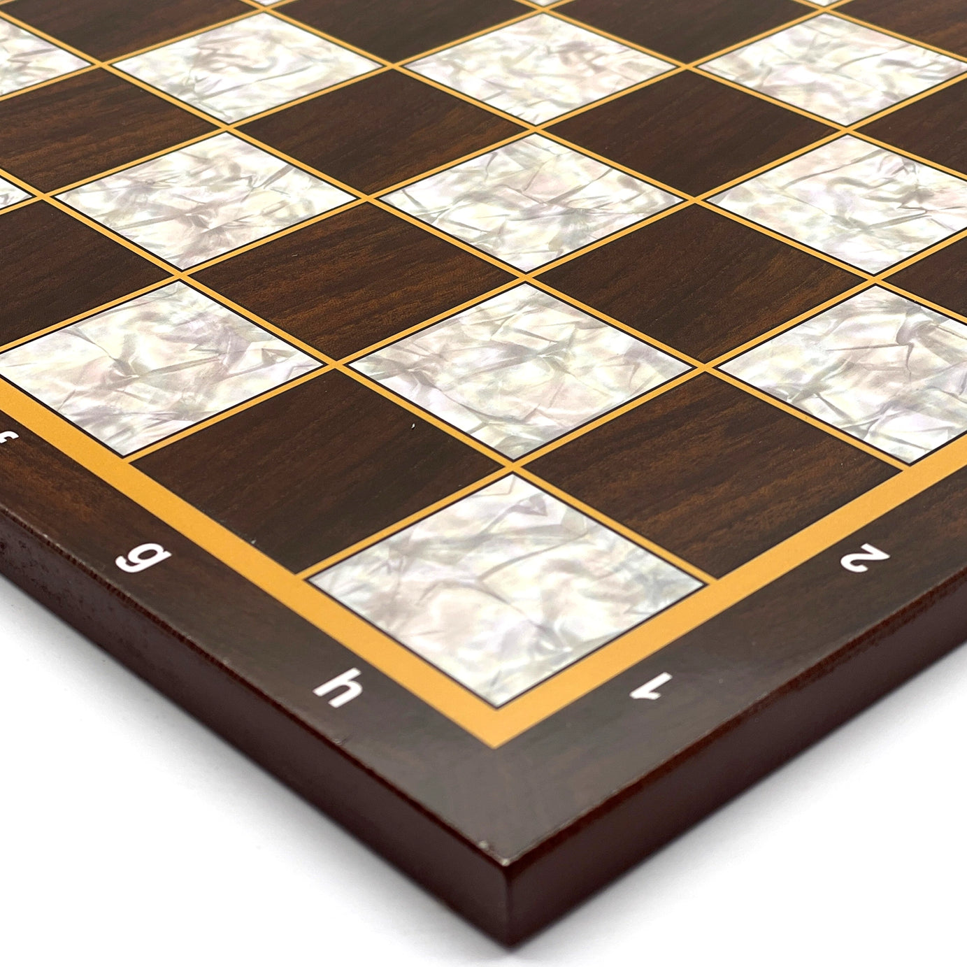 14.5" Brown Marble Patterned Wooden Chess Set With Crusaders Chess Pieces