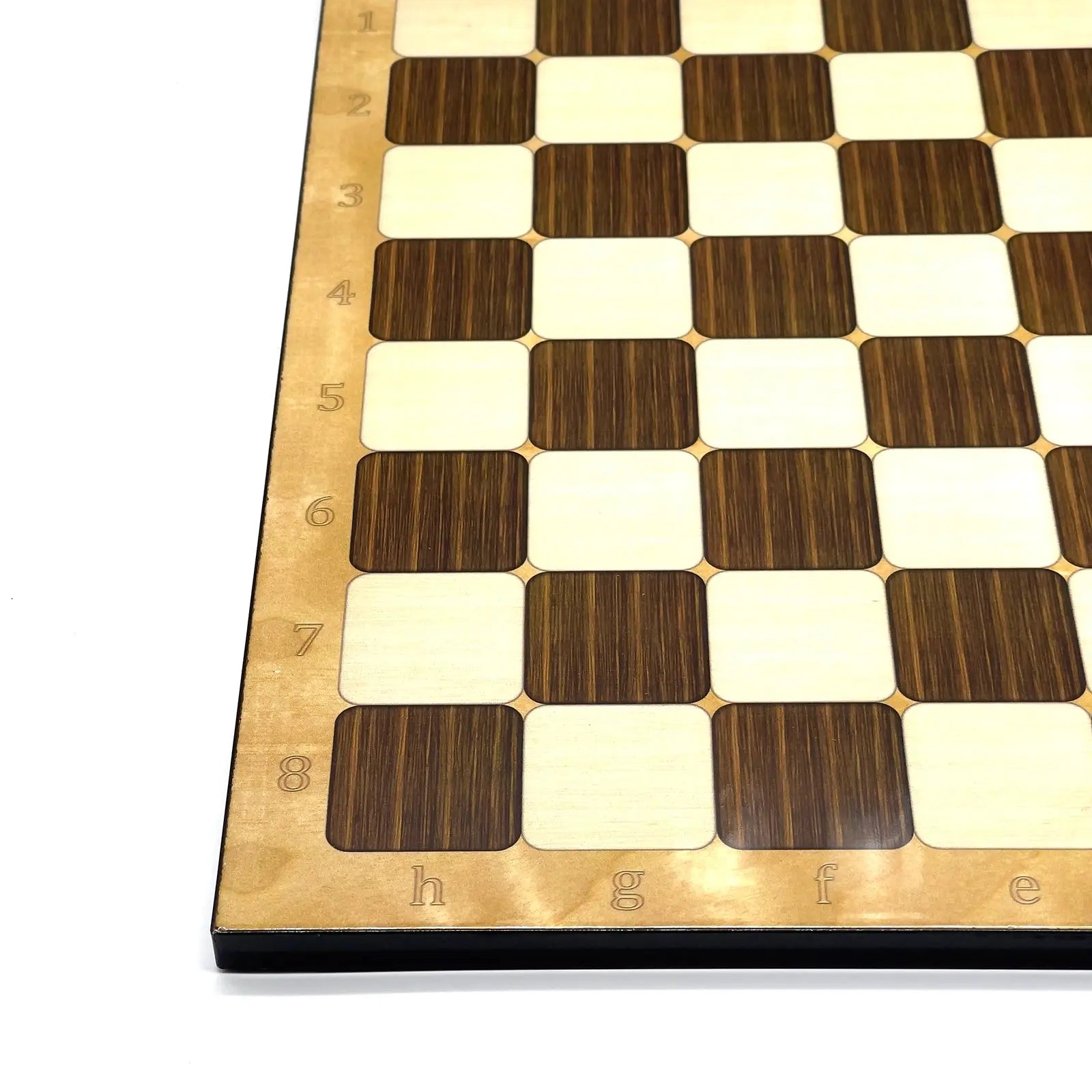 14" Brown Marble Patterned Wooden Set with Wooden Chess Pieces