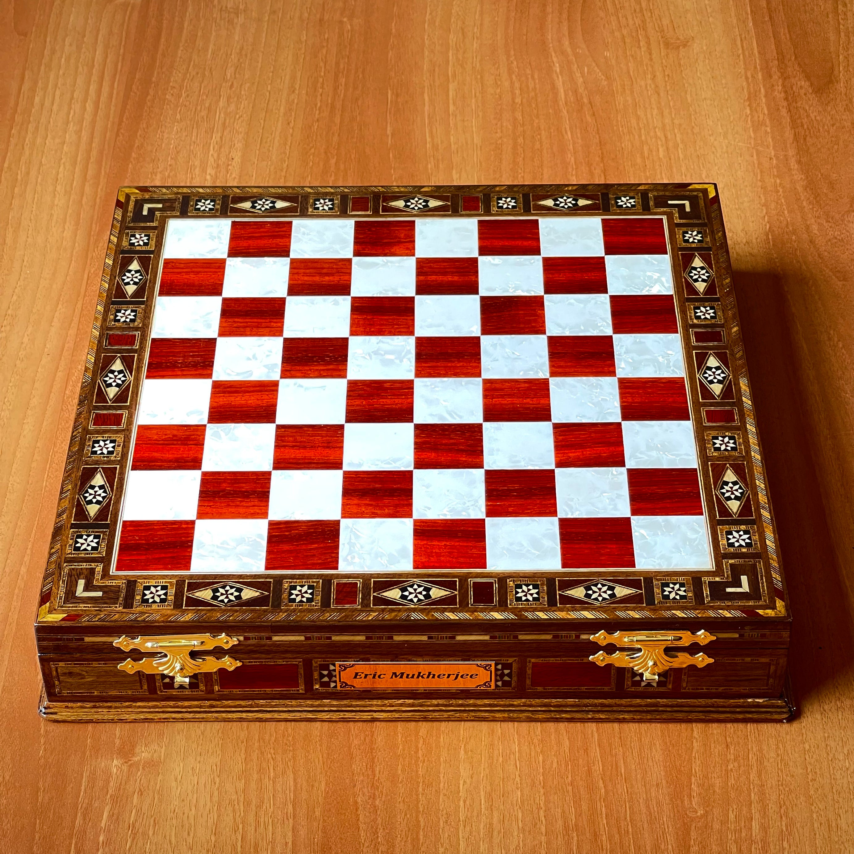 Custom Unique Wooden Storage Chess Set with Crusaders Chess Pieces