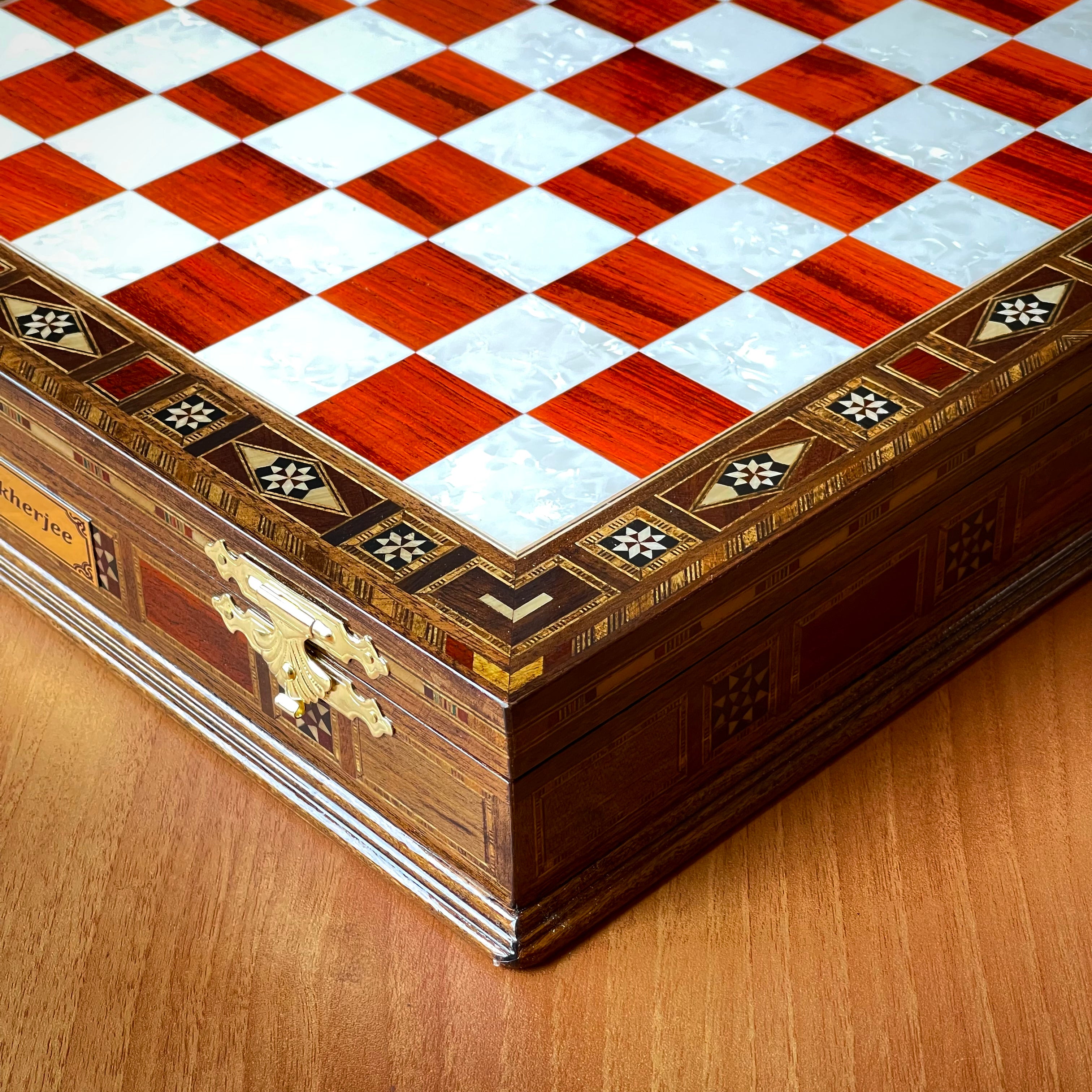 Custom Unique Wooden Storage Chess Set with Crusaders Chess Pieces