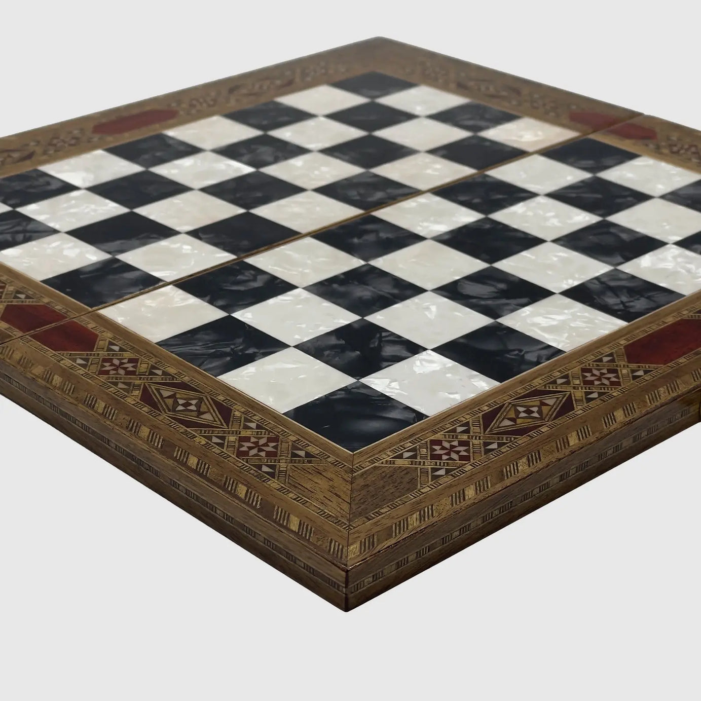 12" Medium Handmade Pattern Luxury Wooden Folding Black Chess Board