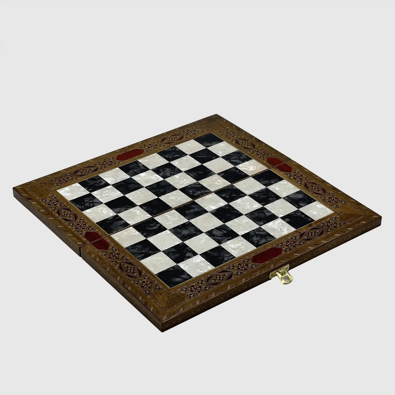 12" Medium Handmade Pattern Luxury Wooden Folding Black Chess Board
