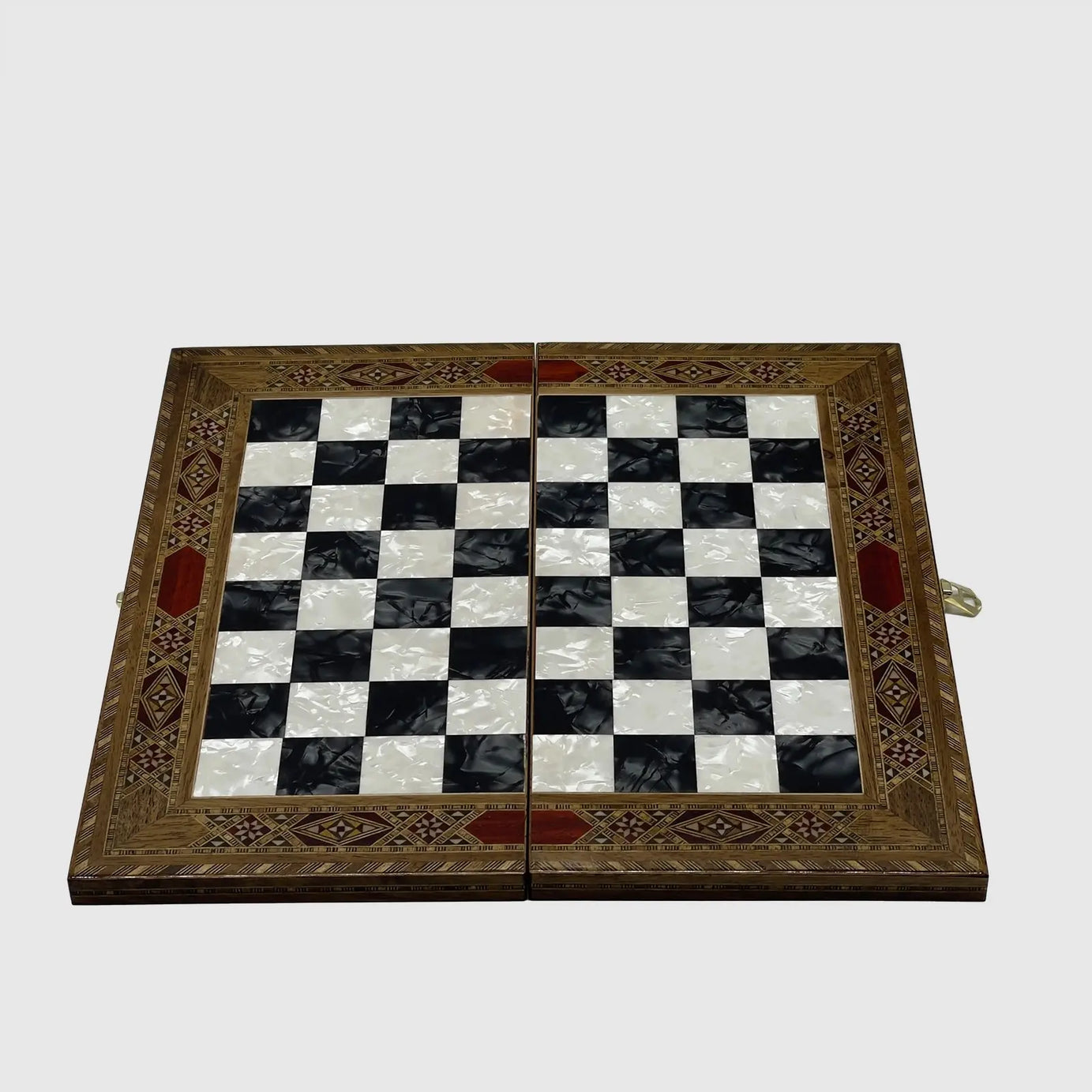12" Medium Handmade Pattern Luxury Wooden Folding Black Chess Board