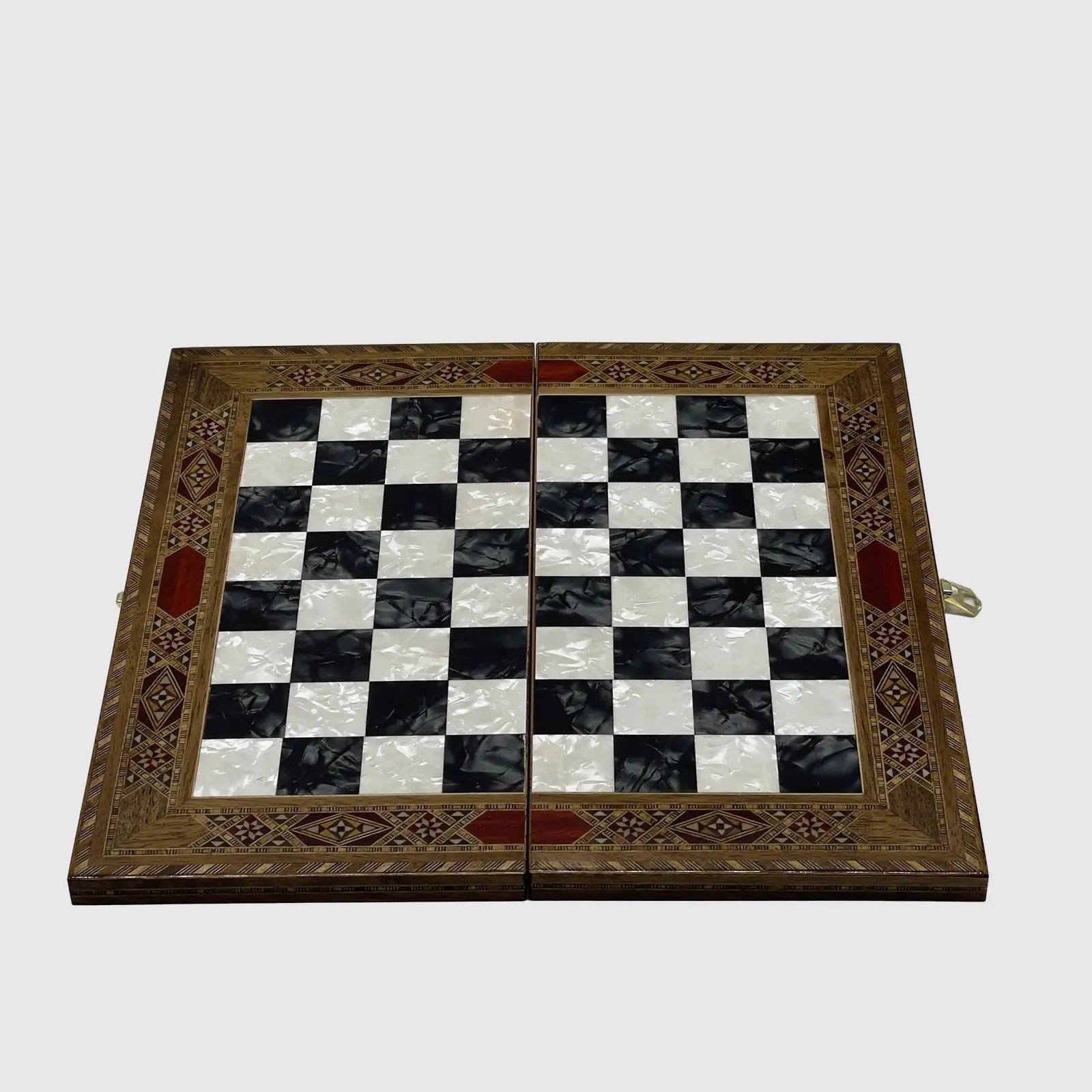 12" Medium Handmade Pattern Luxury Wooden Folding Black Chess Board