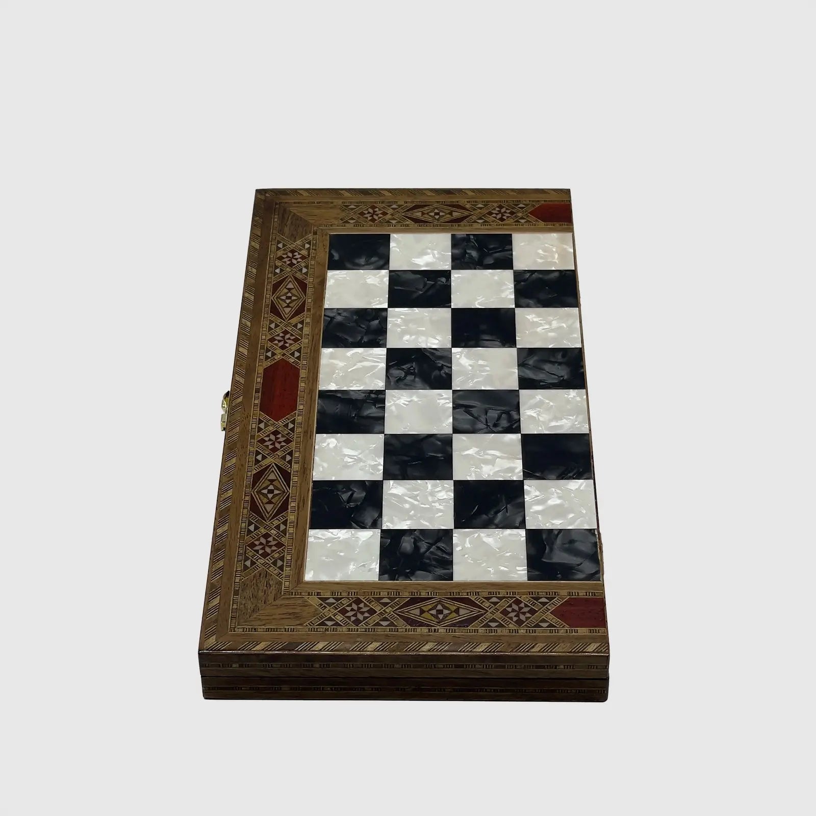 12" Medium Handmade Pattern Luxury Wooden Folding Black Chess Board