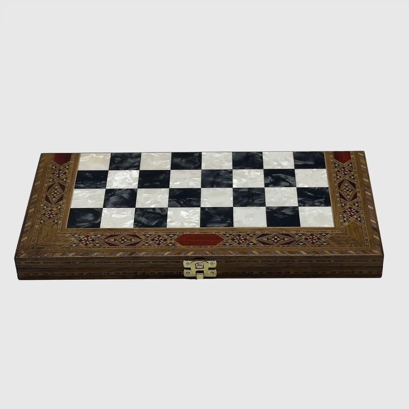 12" Medium Handmade Pattern Luxury Wooden Folding Black Chess Board